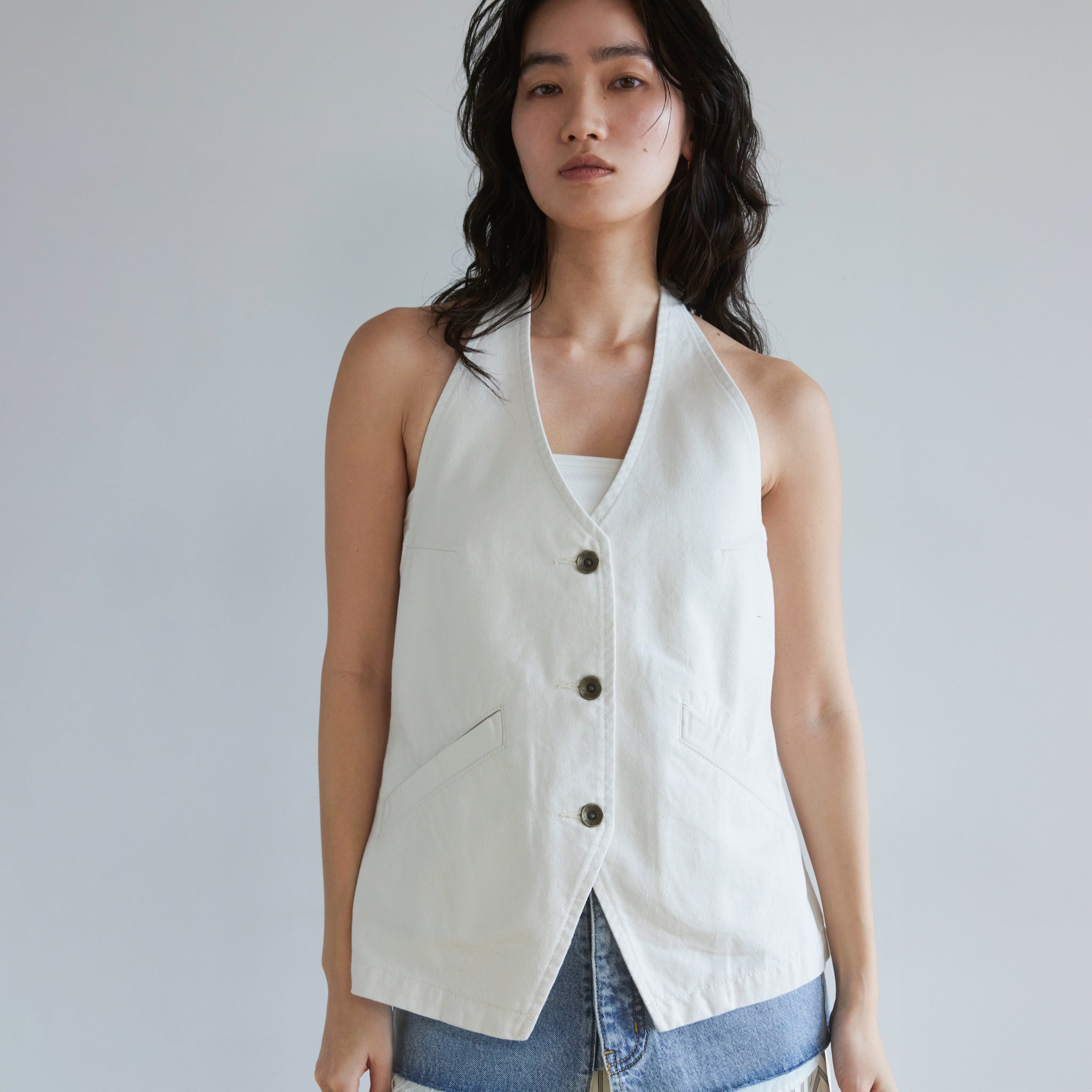 A-line Denim Halter Vest
