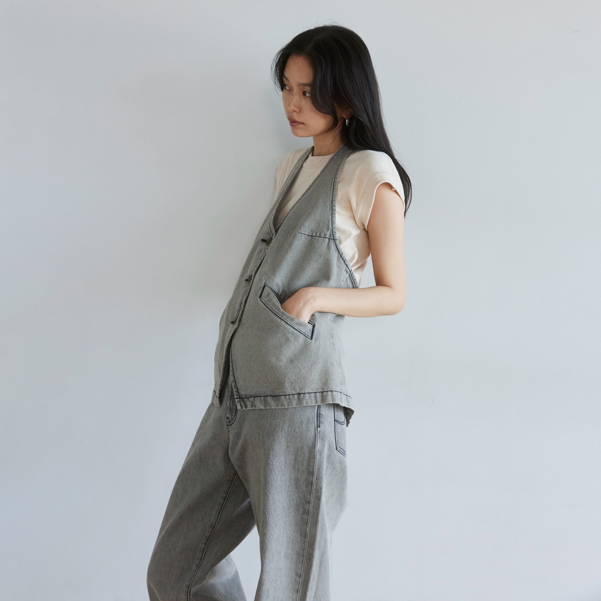 A-line Denim Halter Vest