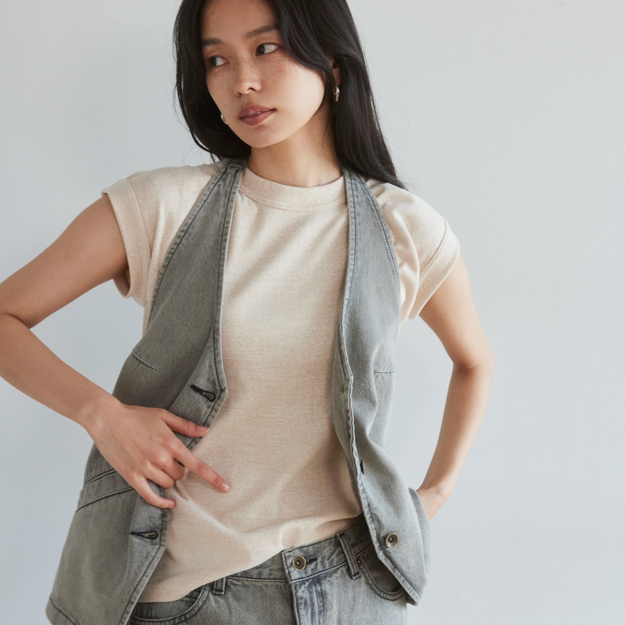 A-line Denim Halter Vest