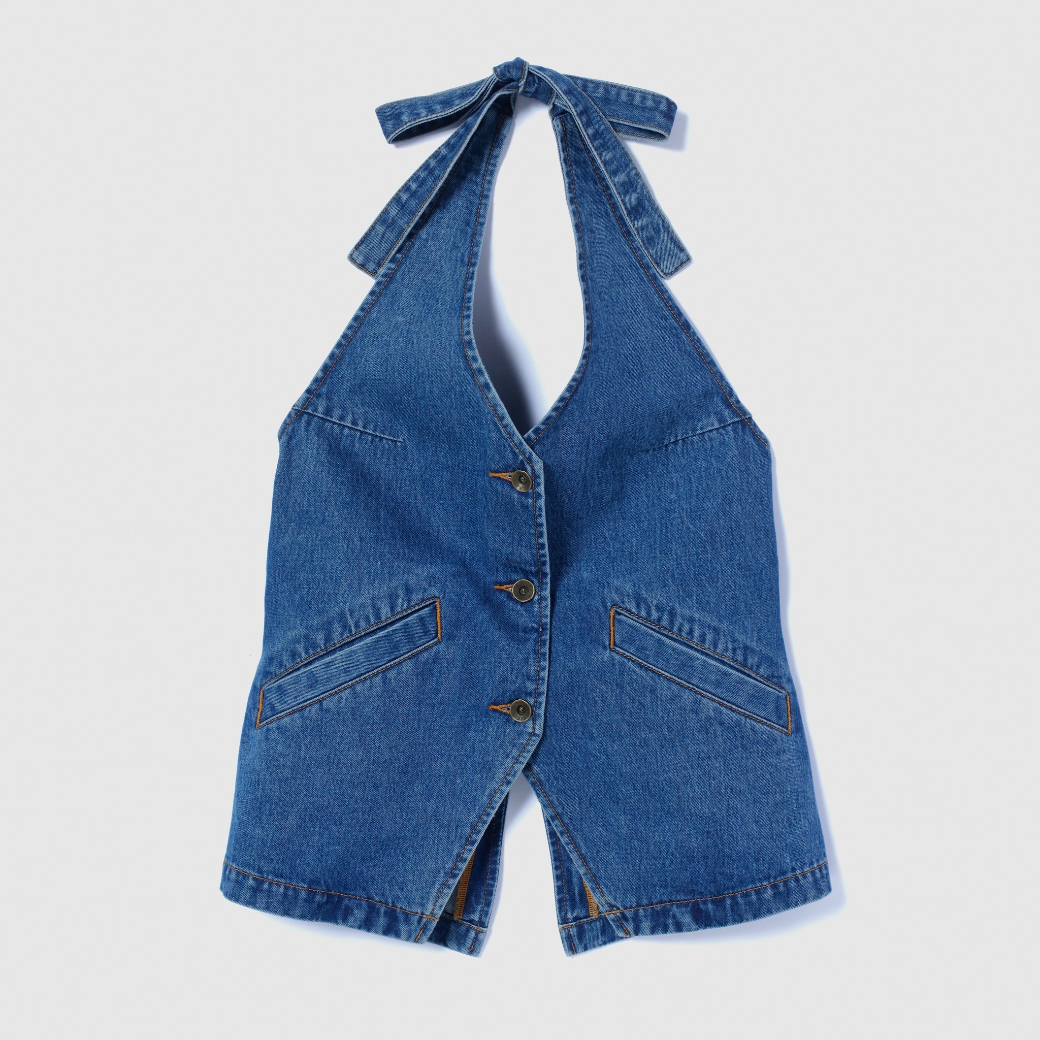 A-line Denim Halter Vest
