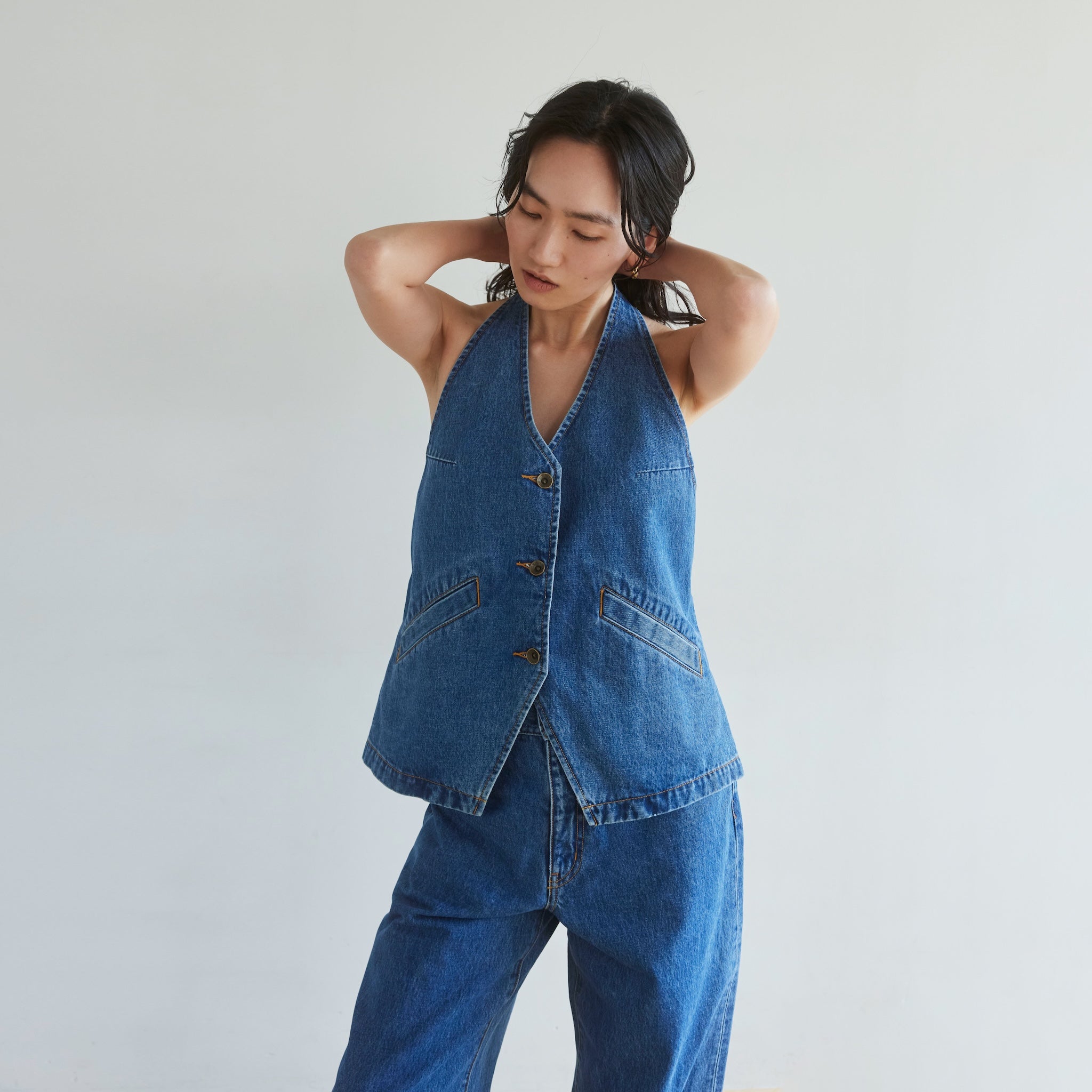 A-line Denim Halter Vest