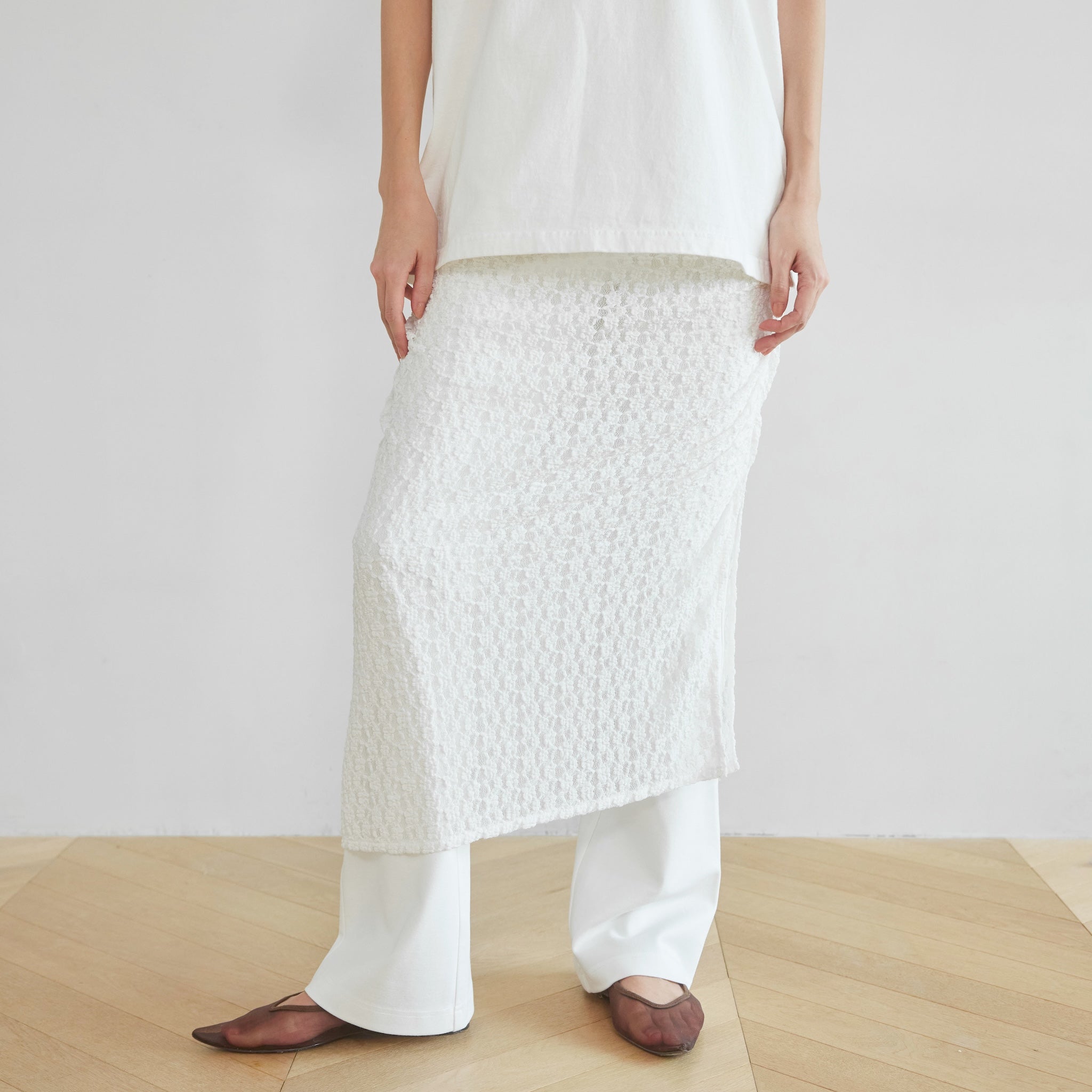 Basic Flare Bottoms Layered Skirt set