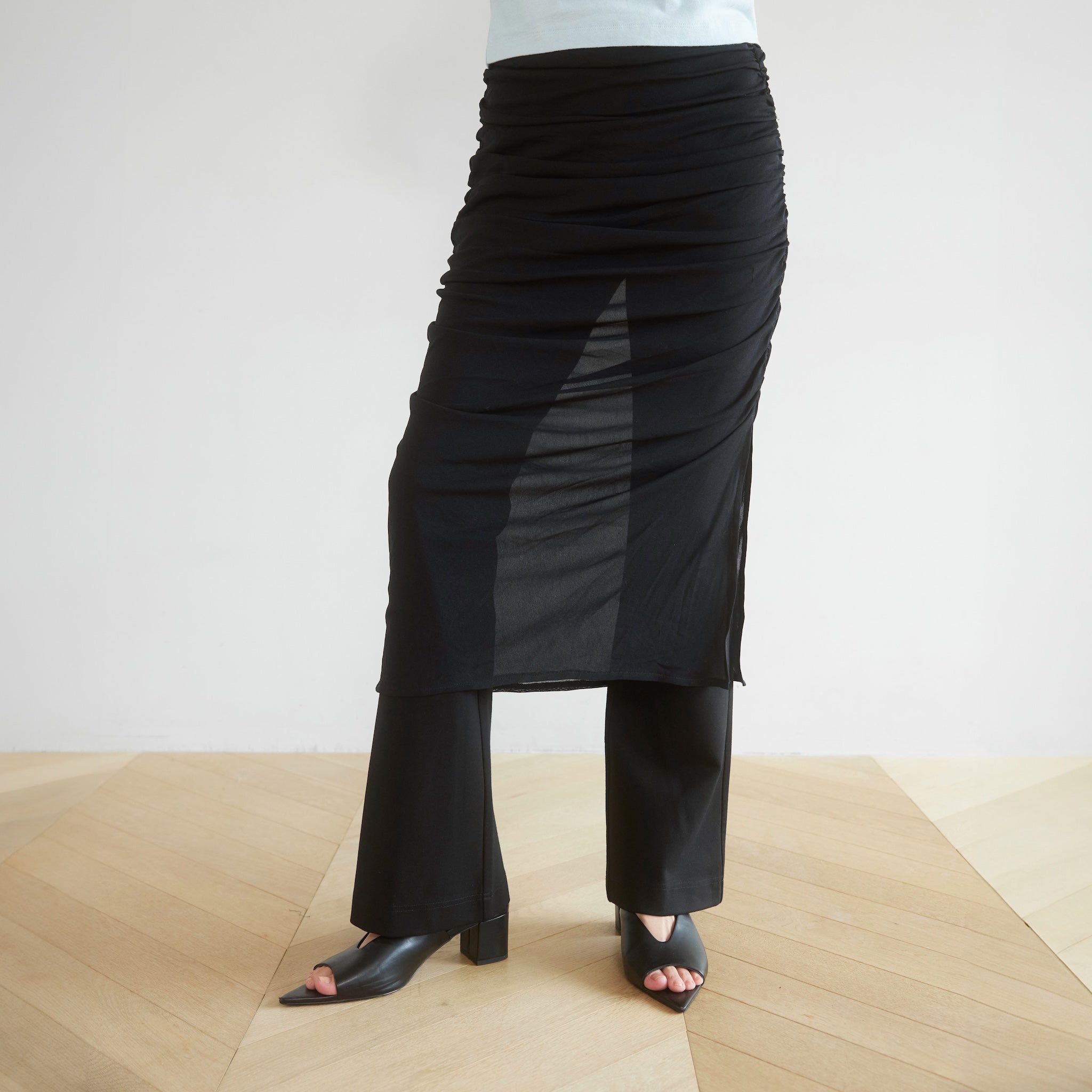 Basic Flare Bottoms Layered Skirt set