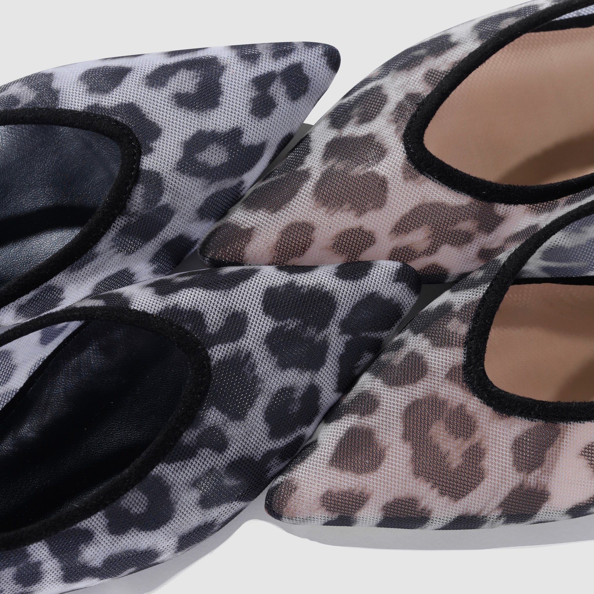 LEOPARD TULLE BACK STRAP MULES