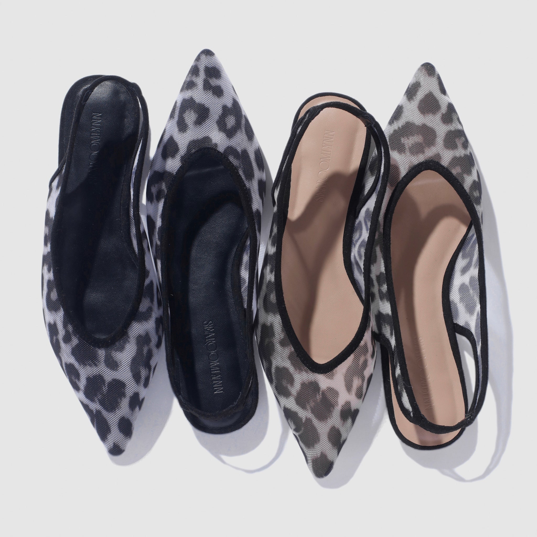 LEOPARD TULLE BACK STRAP MULES