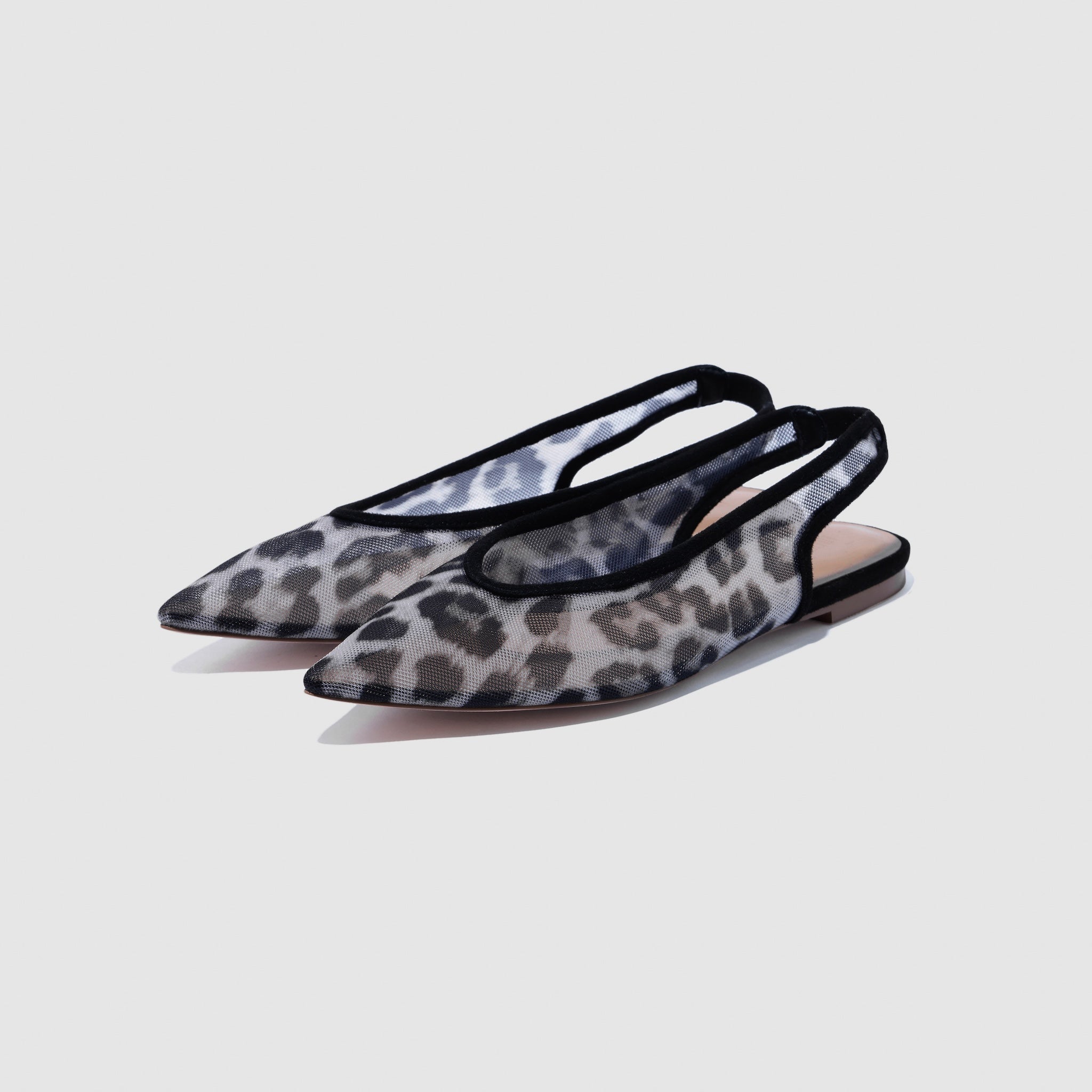 LEOPARD TULLE BACK STRAP MULES