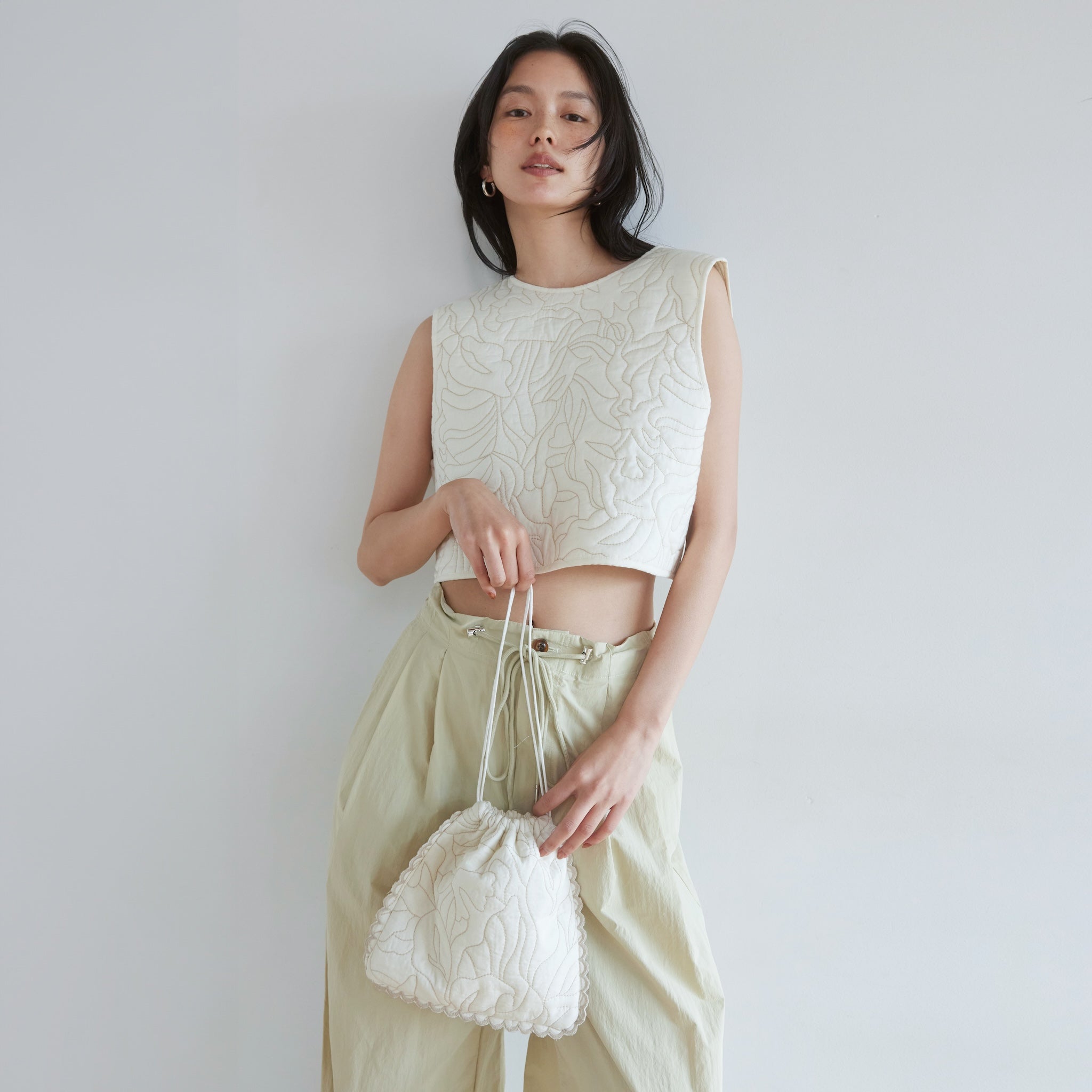 Flower wave embroidery mini bag