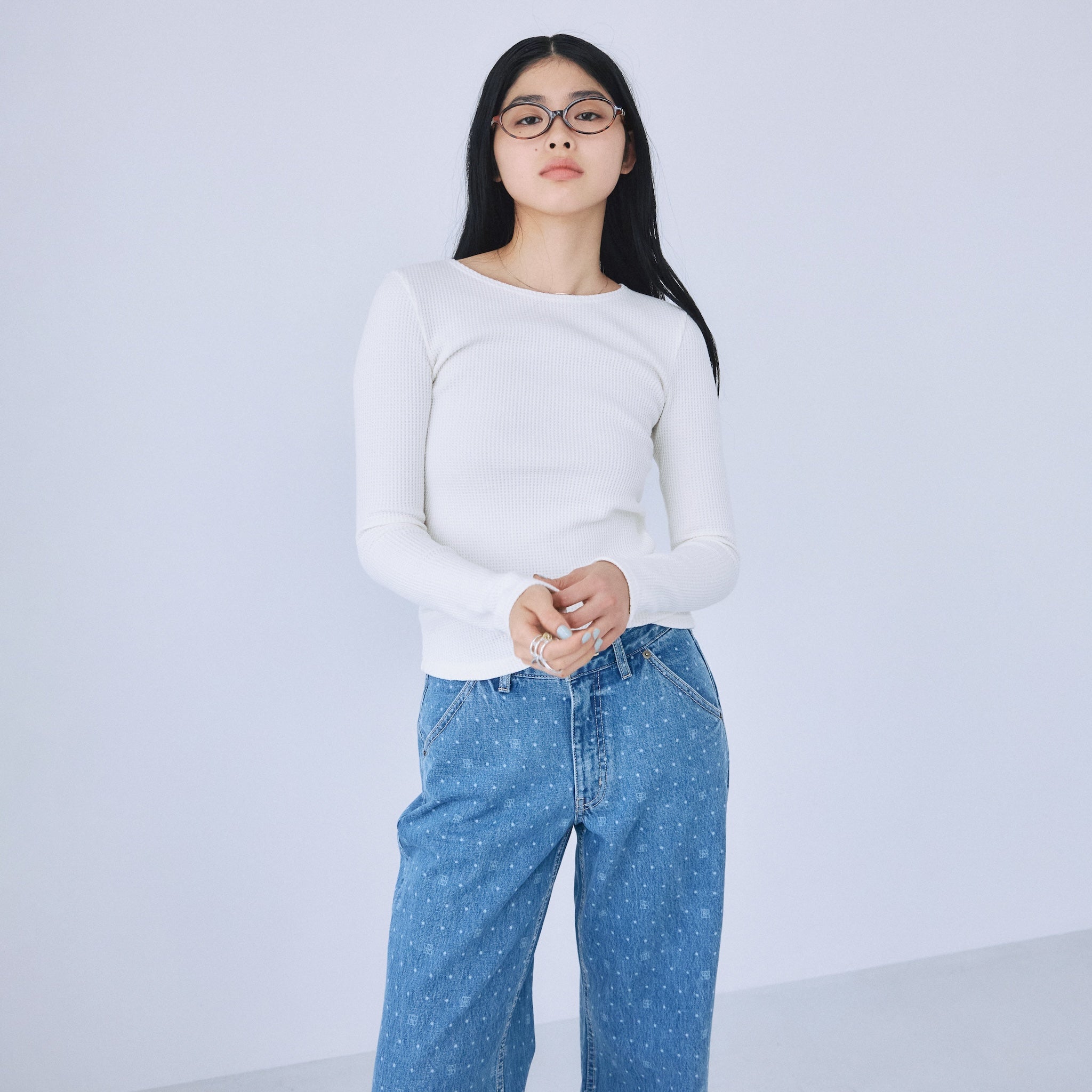 Back openワッフルロングスリーブ