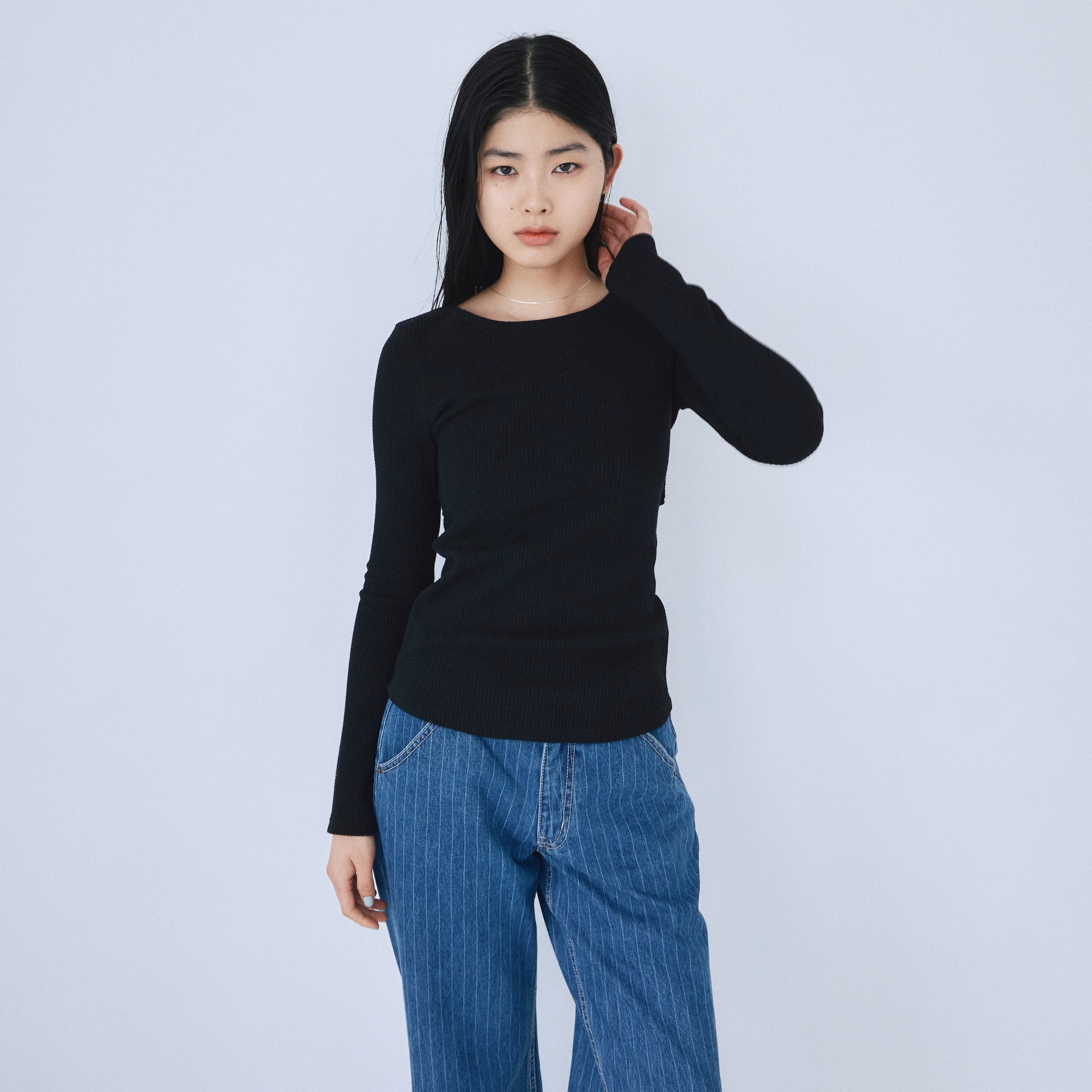 Back openワッフルロングスリーブ