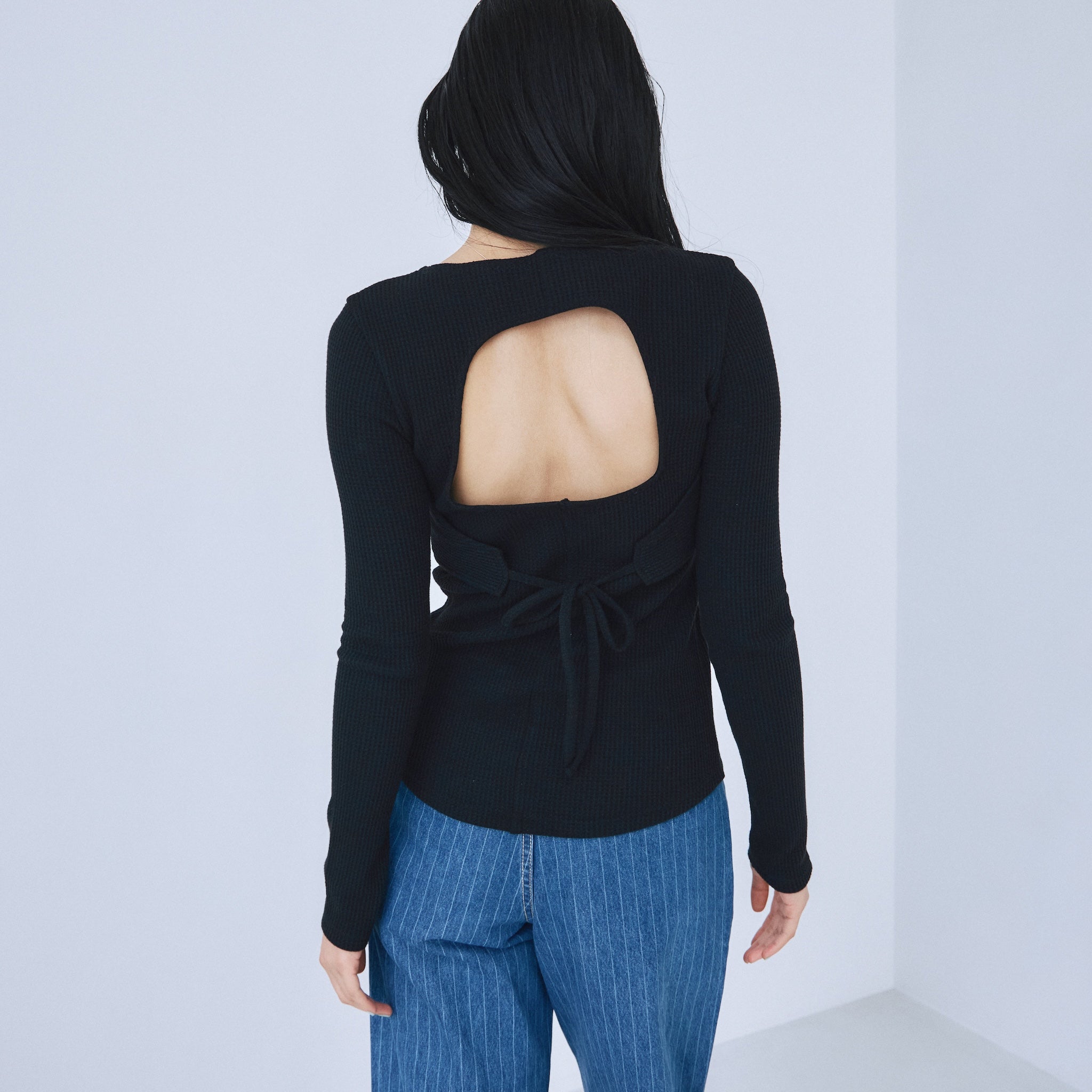 Back openワッフルロングスリーブ