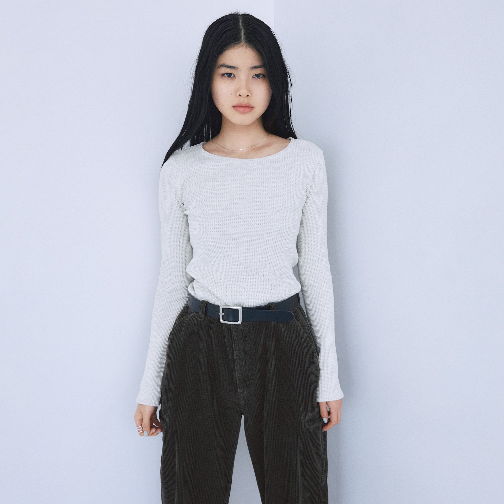 Back openワッフルロングスリーブ