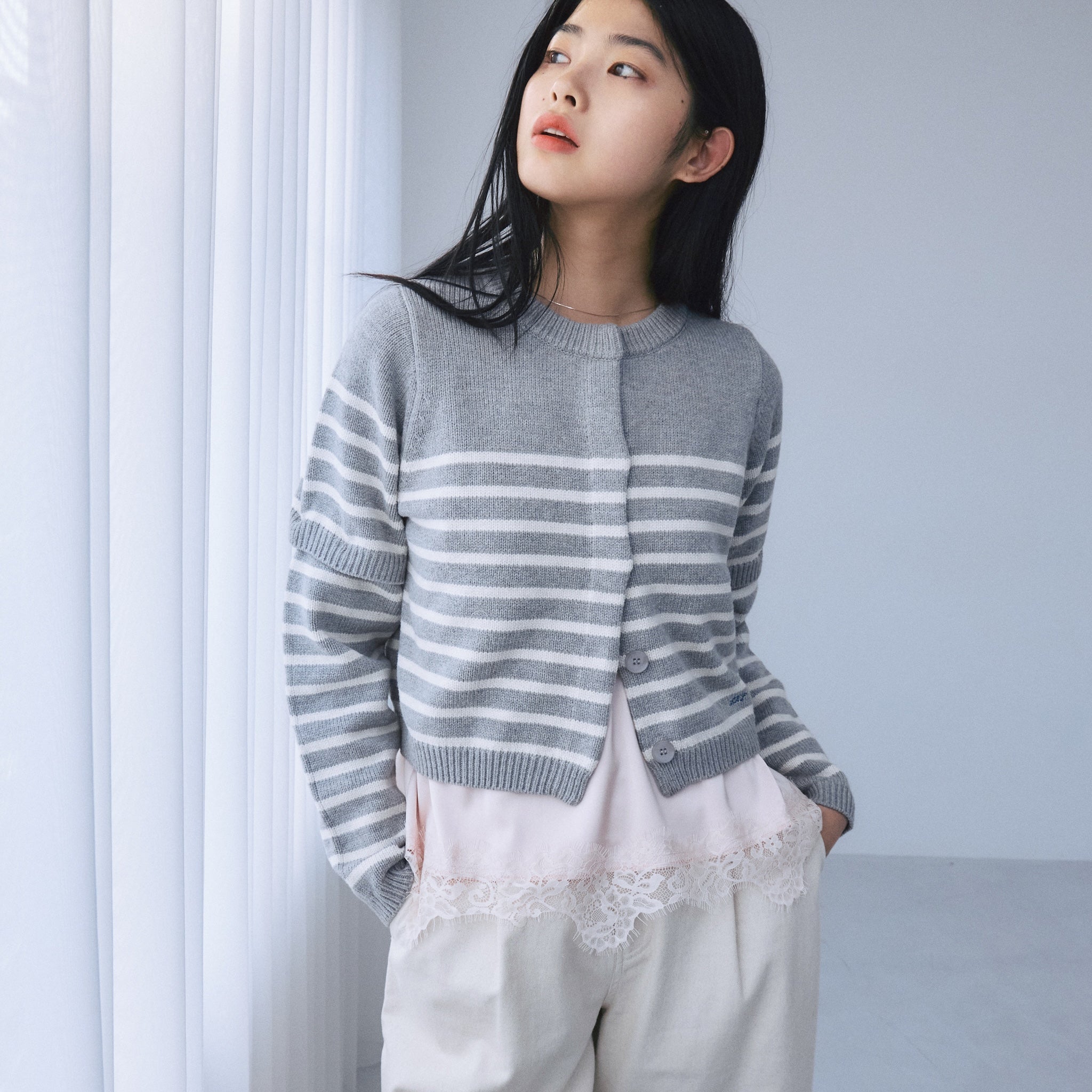 2-way sleeve knit cardigan