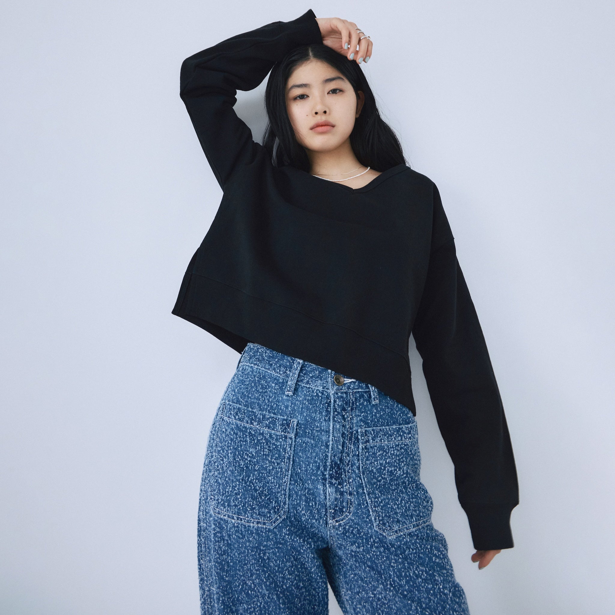 Heavy OZ Sweat wide V-neck pullover