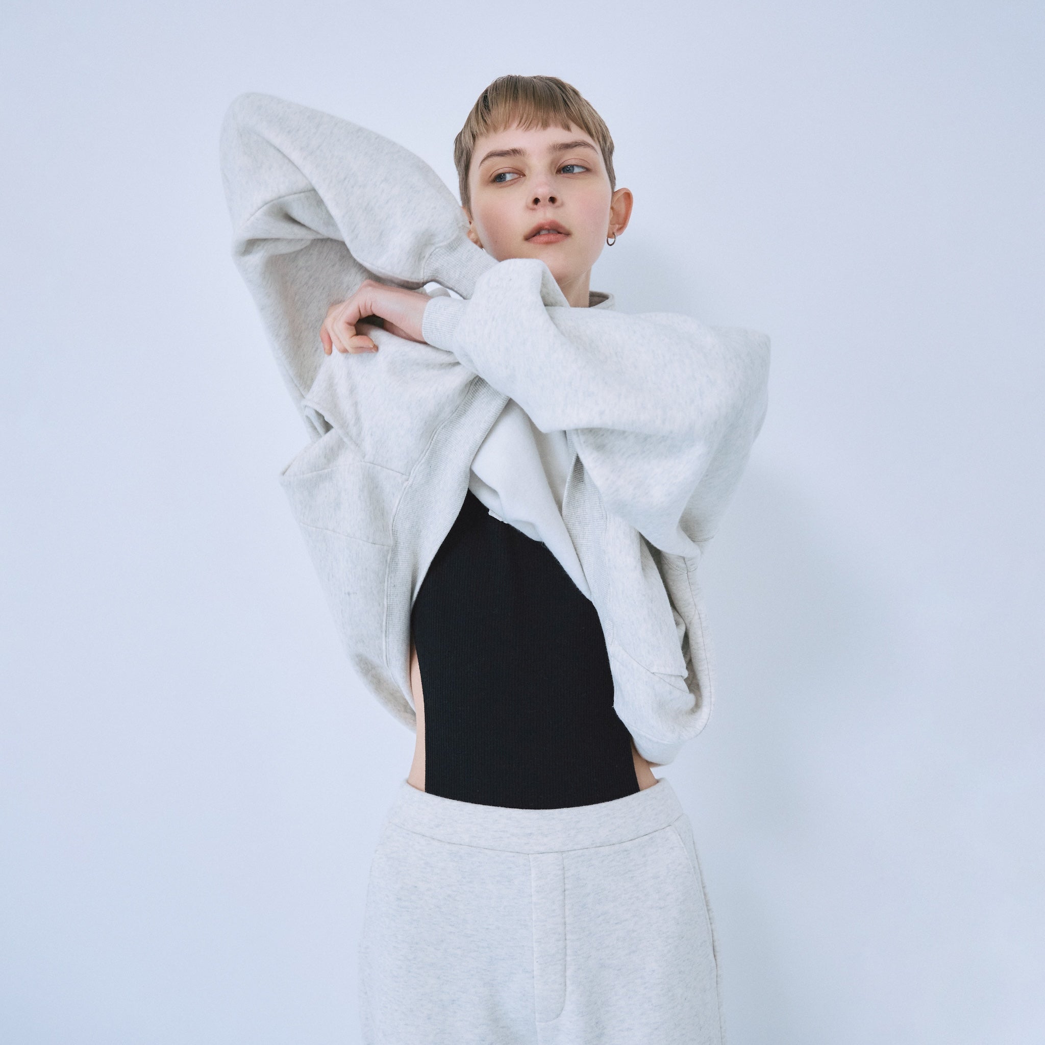 Linen combination side cut body suit