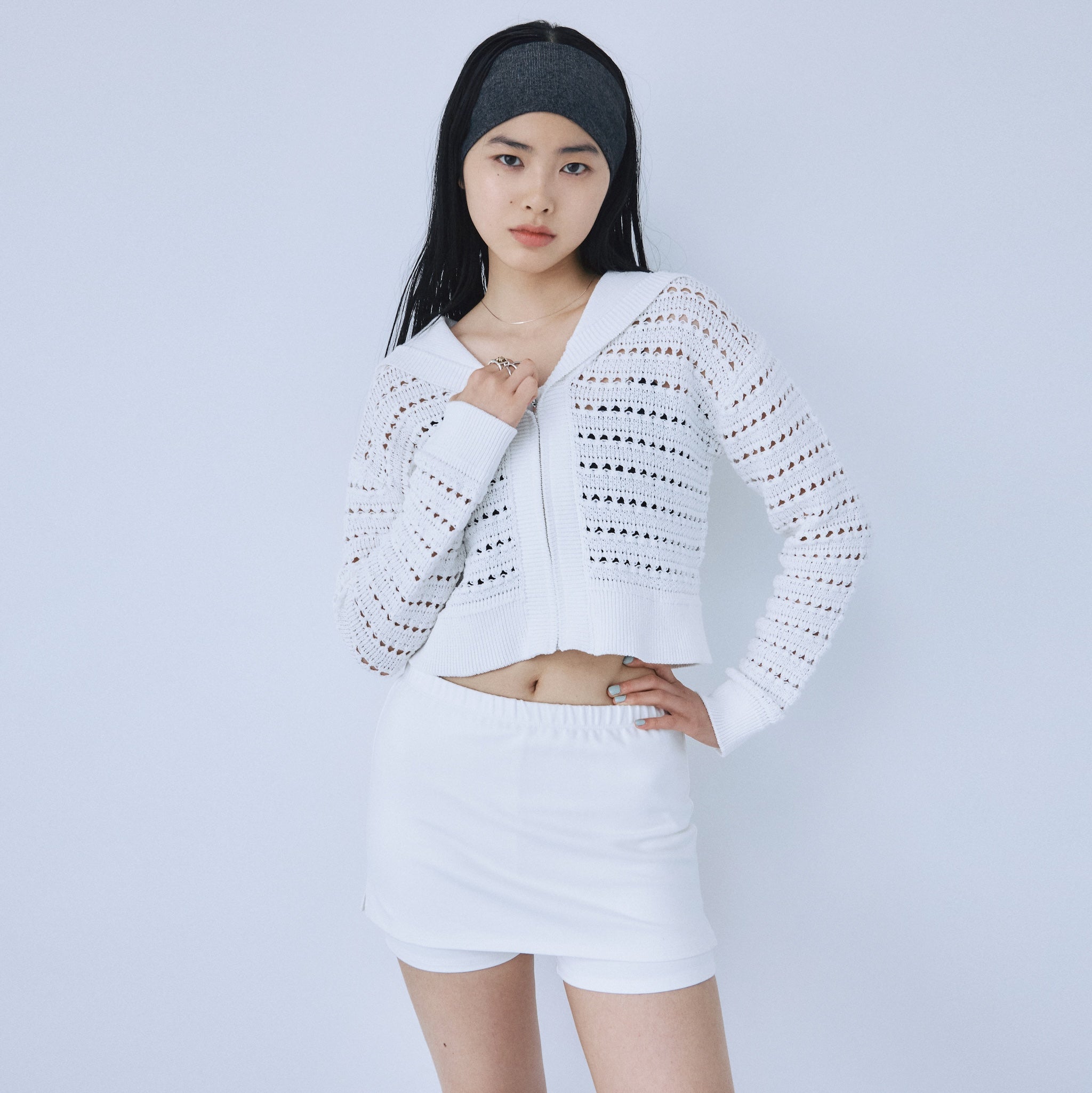 セーラーcollar Knit Zipカーディガン