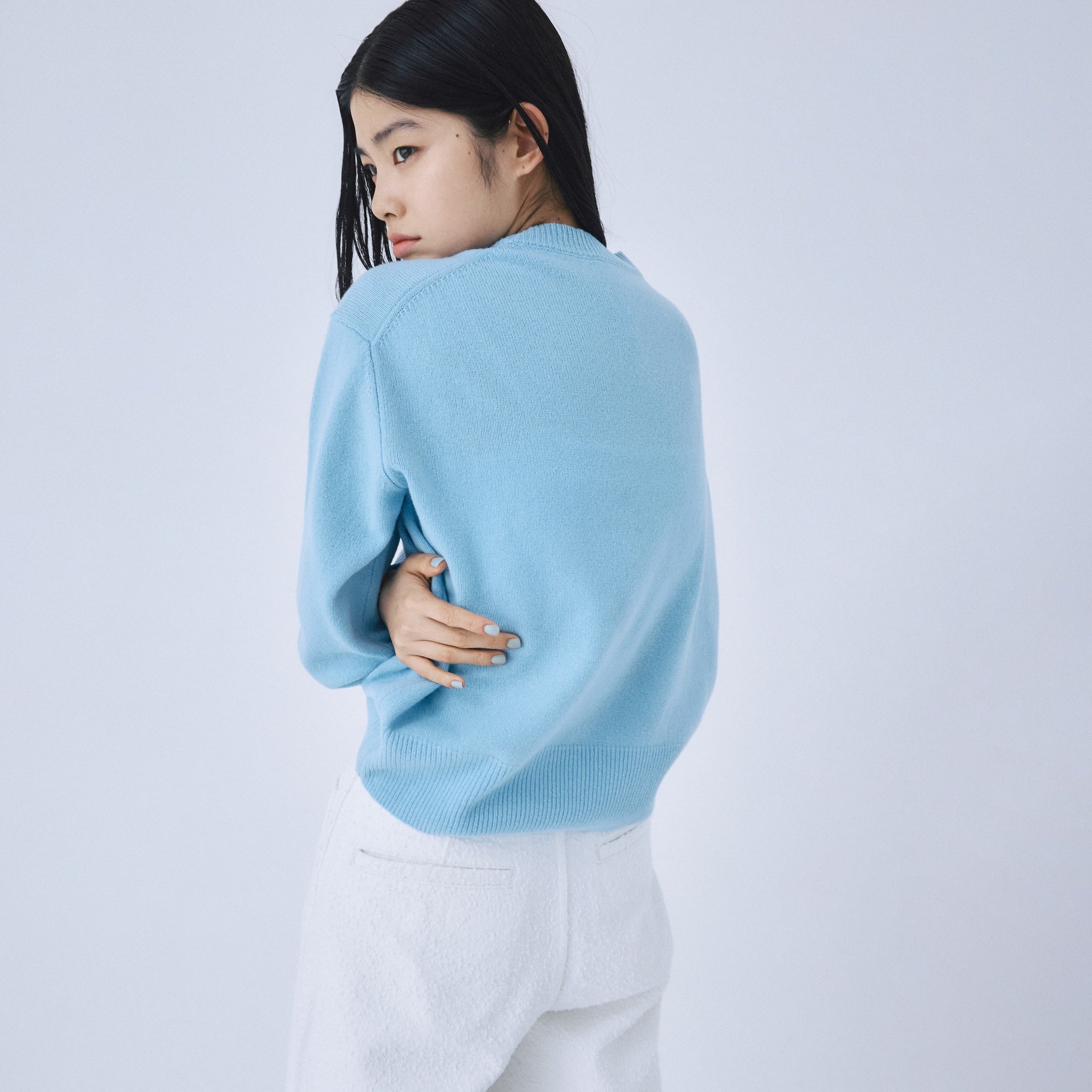 Merino Wool V-neck Knit Top