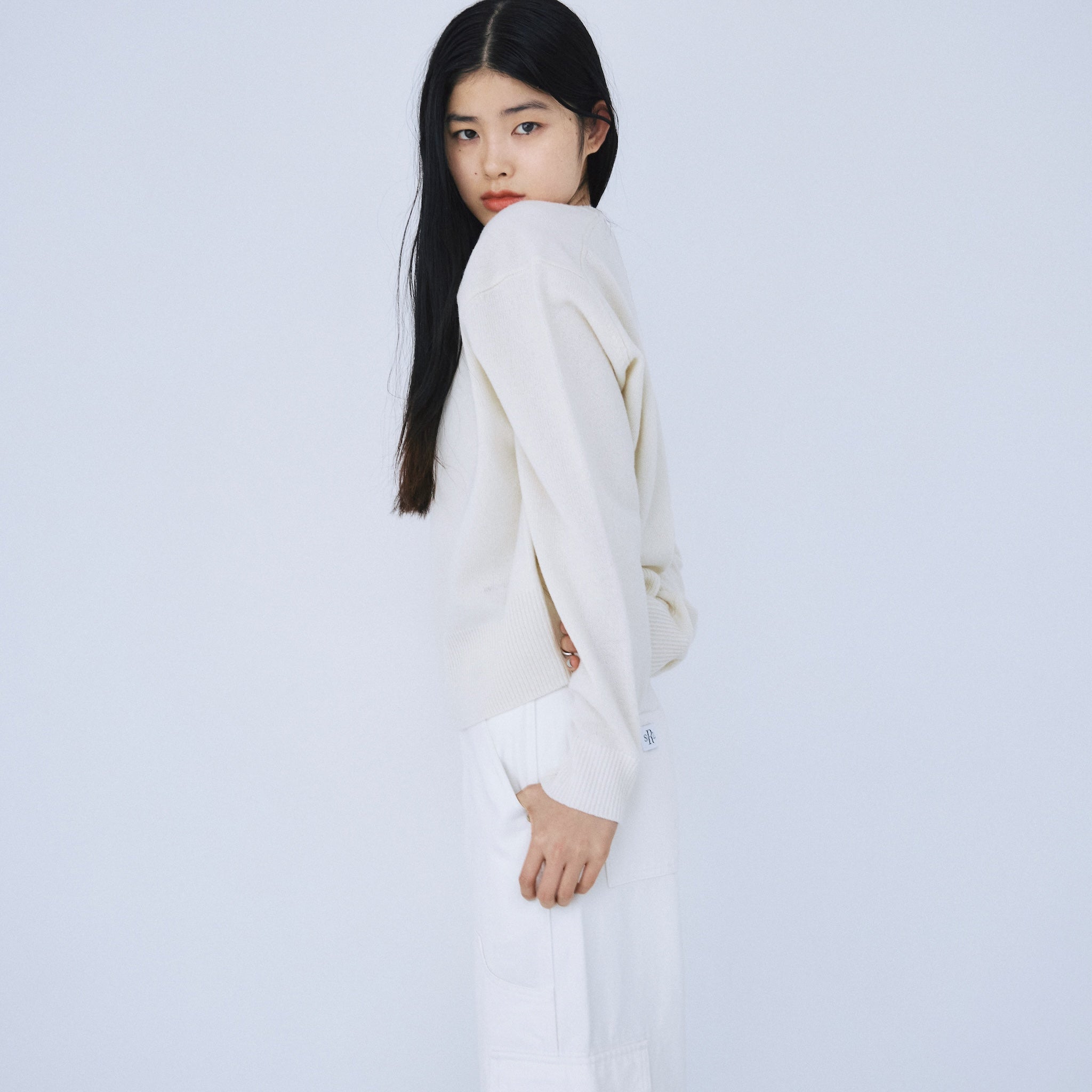 Merino Wool V-neck Knit Top