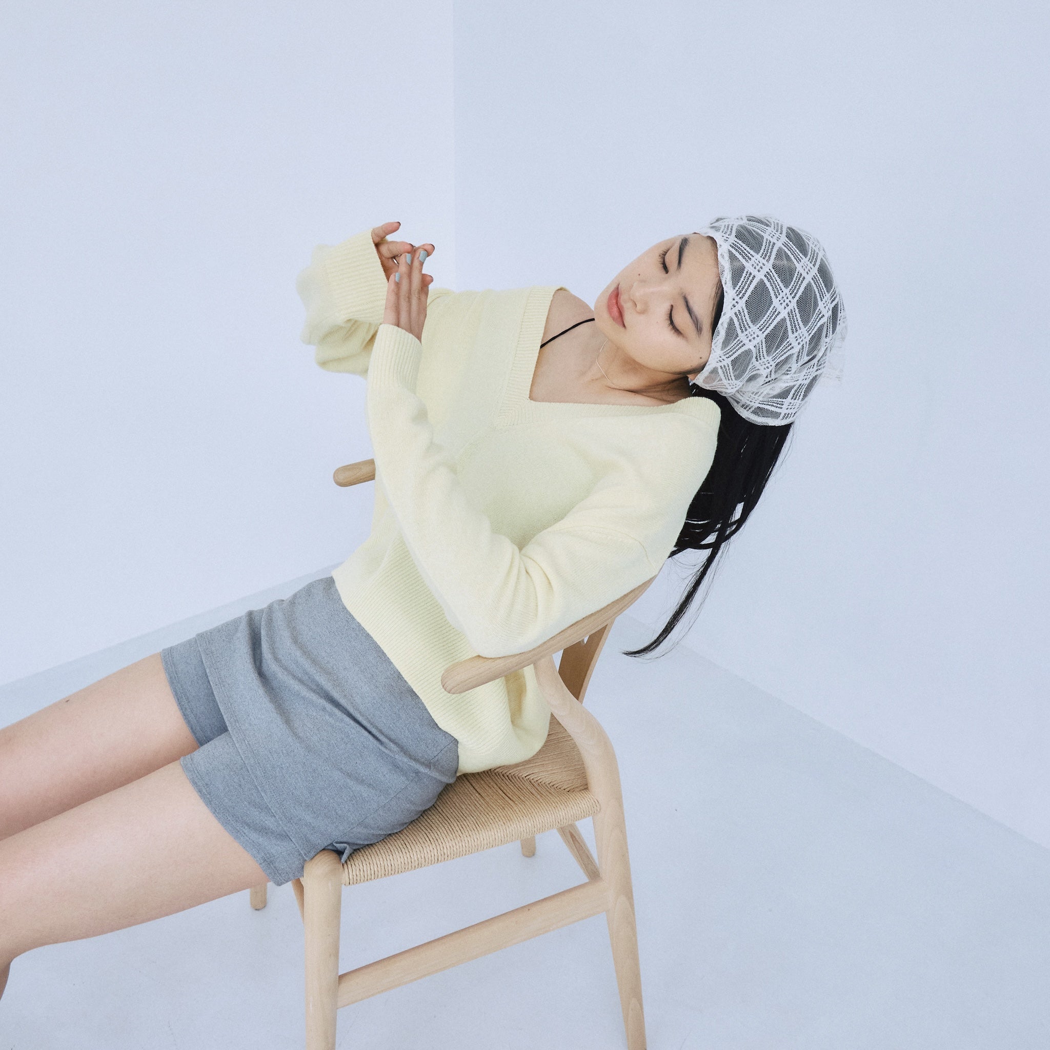 Merino Wool V-neck Knit Top