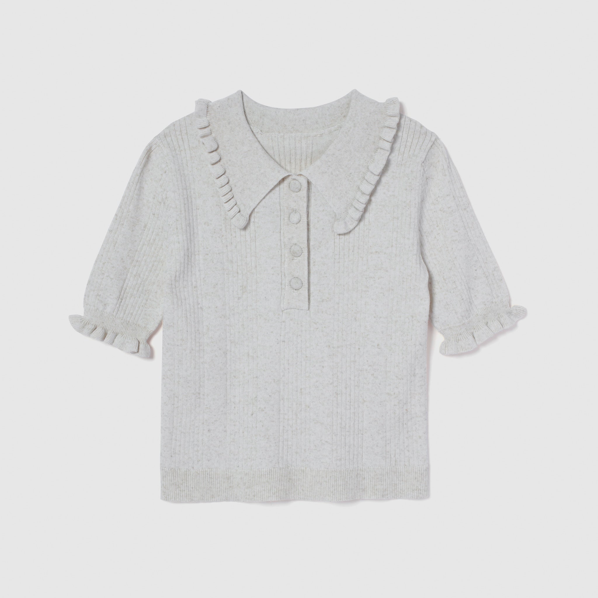 Linen combination FRILL polo top