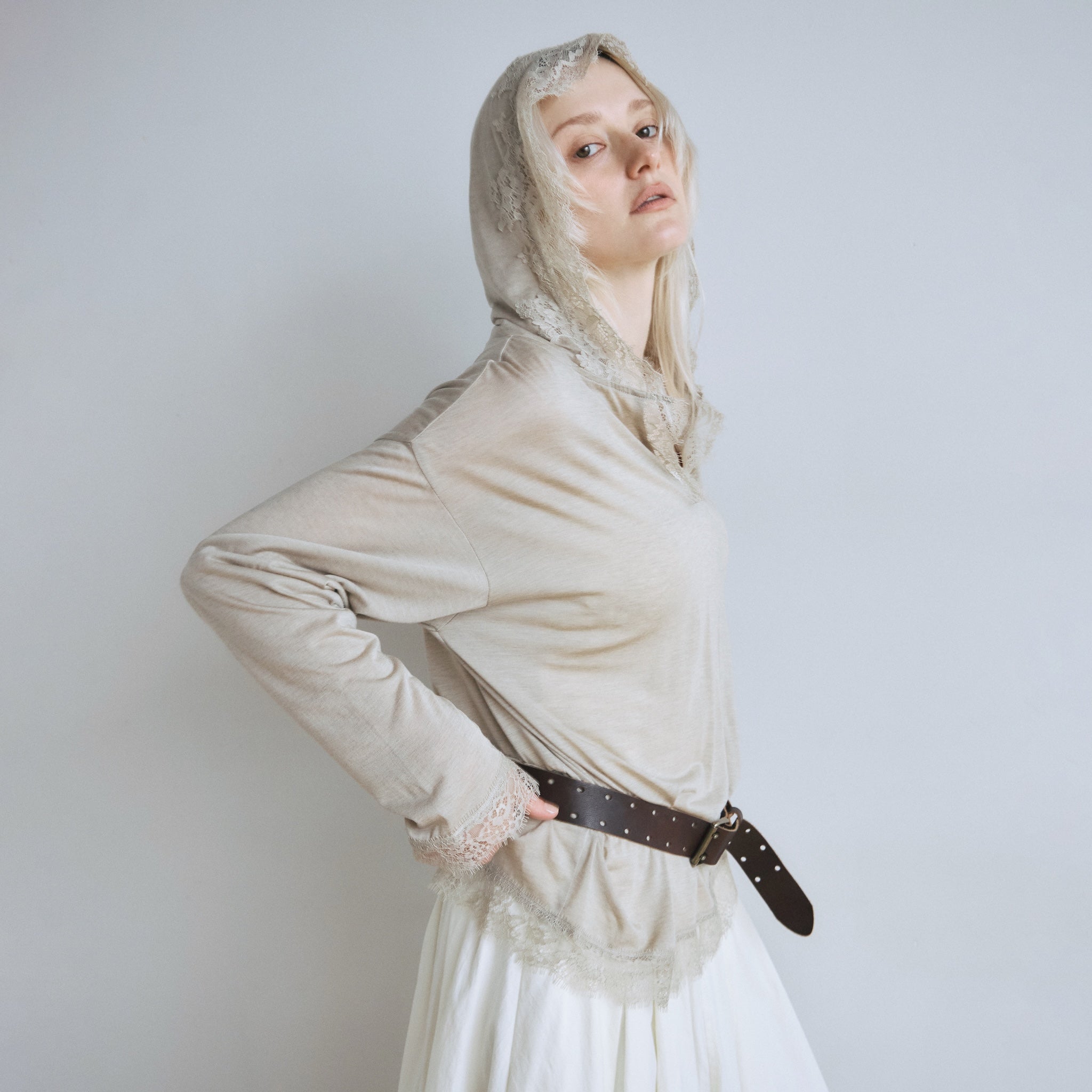 Airy Lacy Relax Hoodie Top