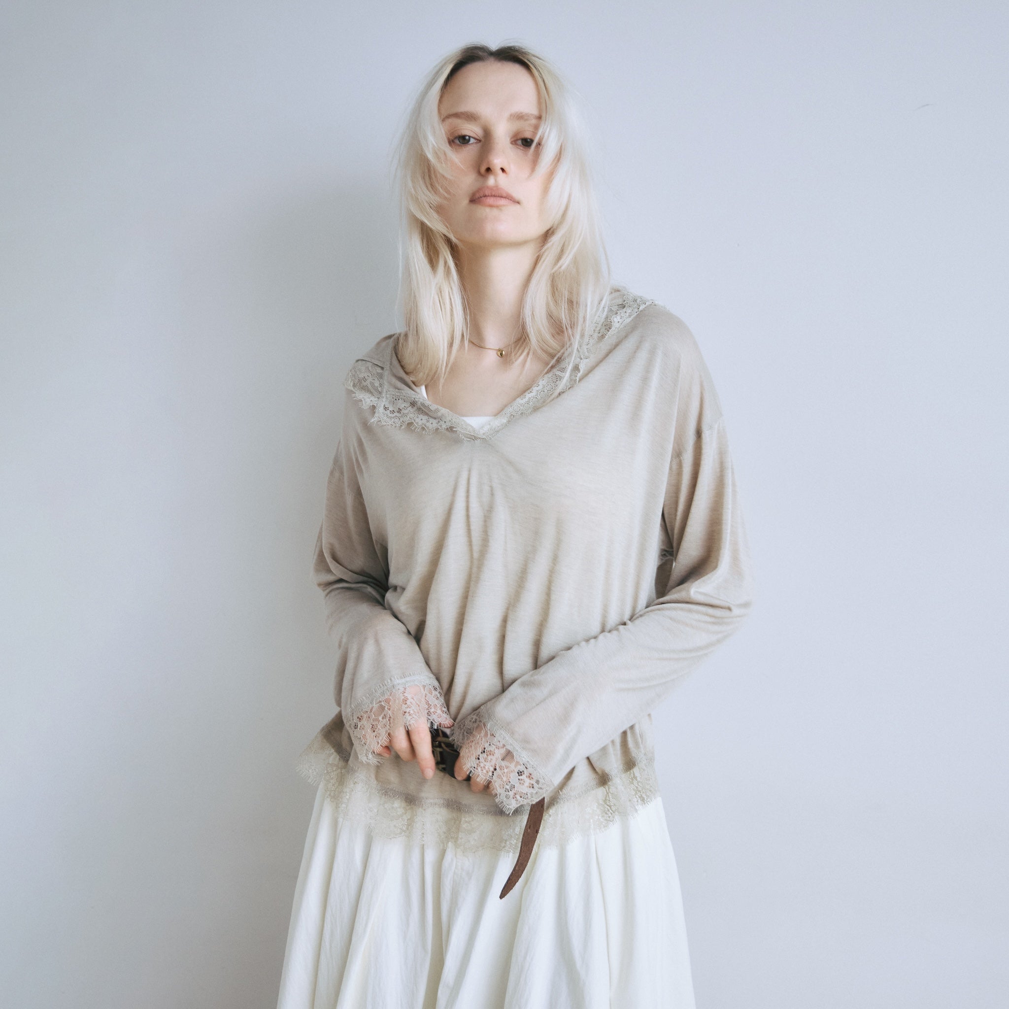 Airy Lacy Relax Hoodie Top