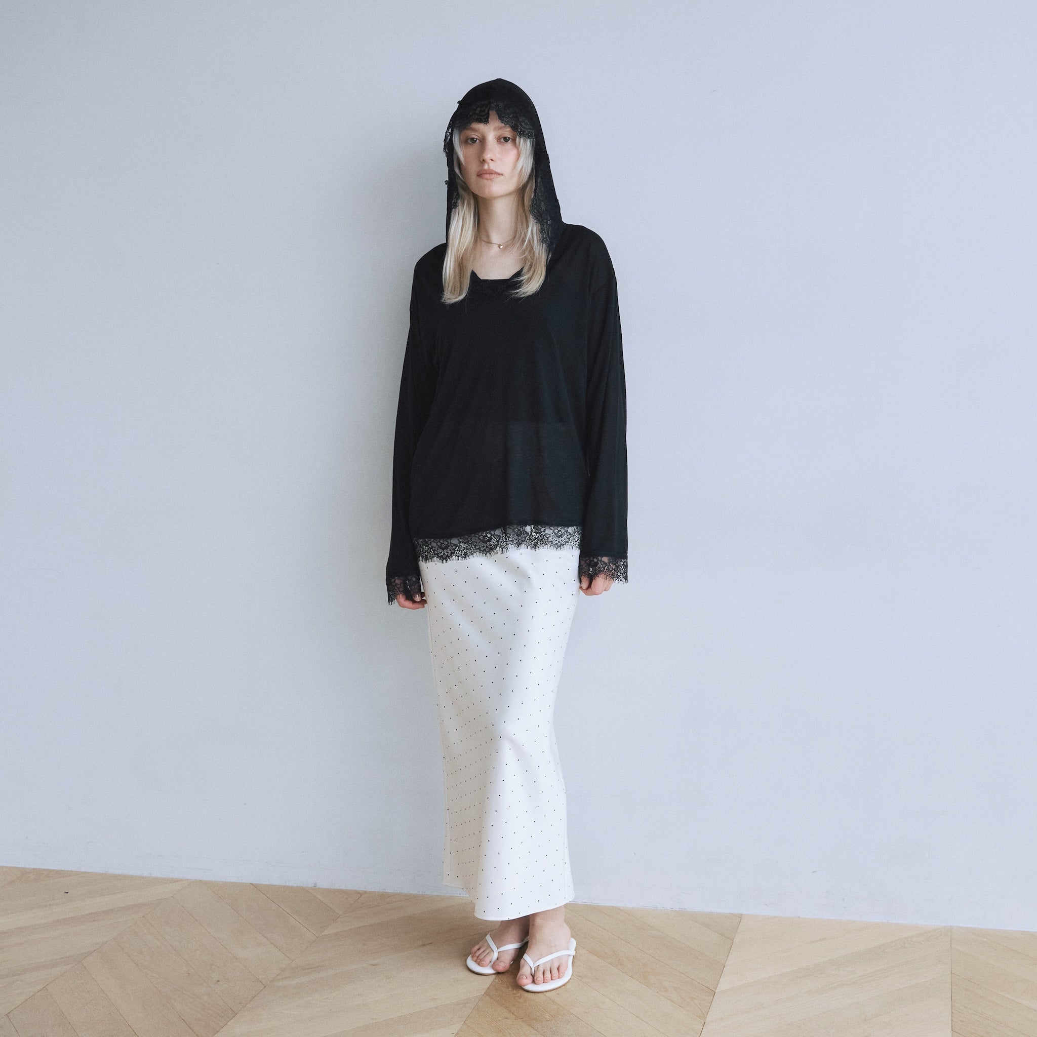 Airy Lacy Relax Hoodie Top