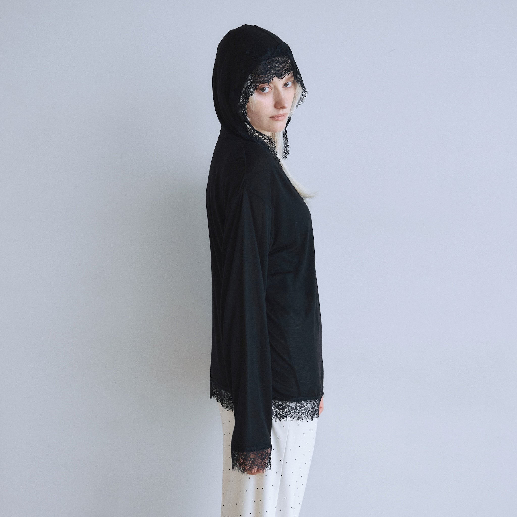 Airy Lacy Relax Hoodie Top