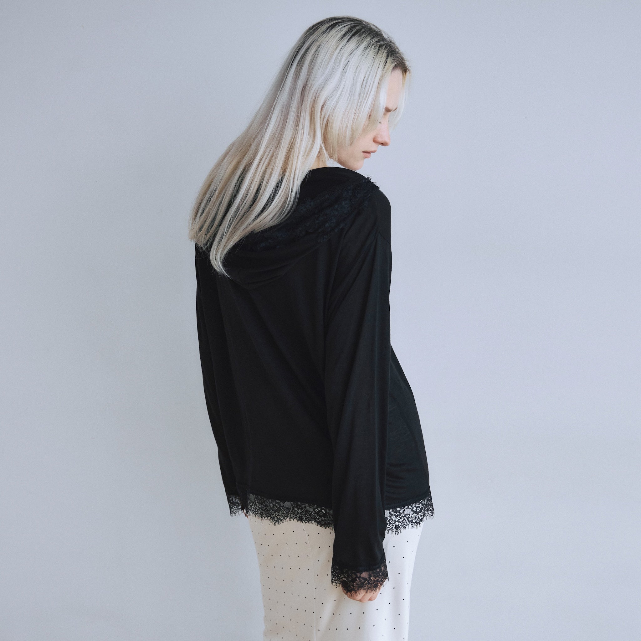 Airy Lacy Relax Hoodie Top
