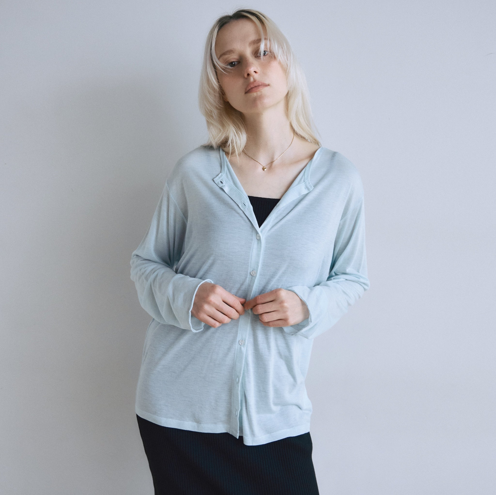 Heart Button Airy Cardigan