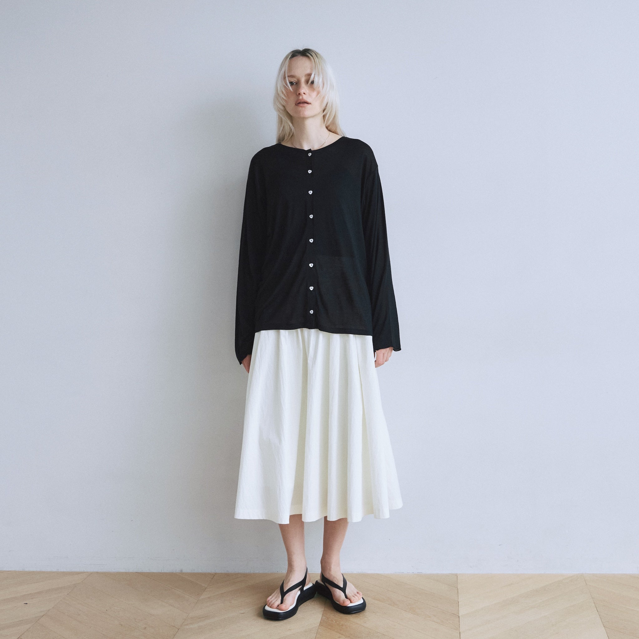 Heart Button Airy Cardigan