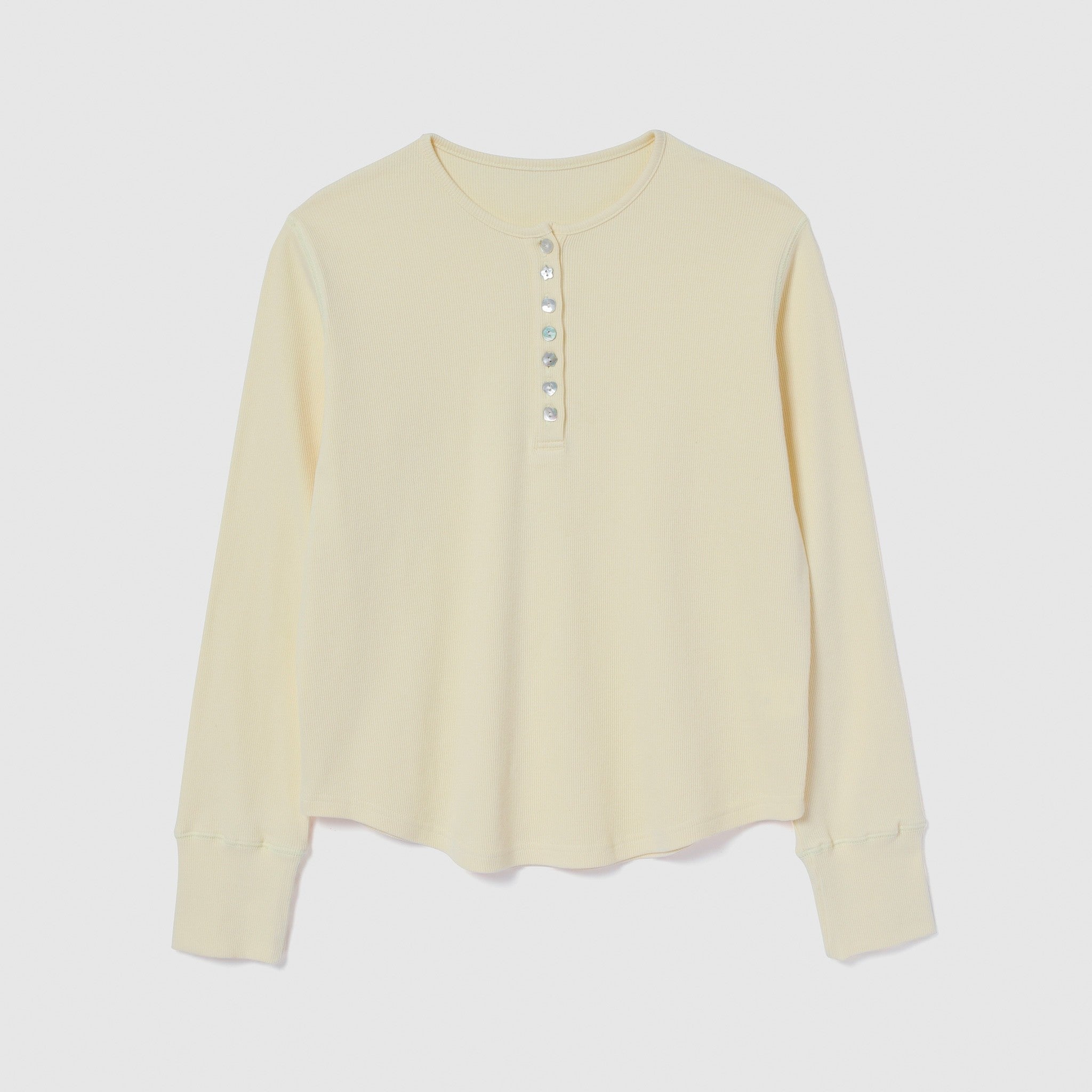 Rib Cut Random Button Henley Top