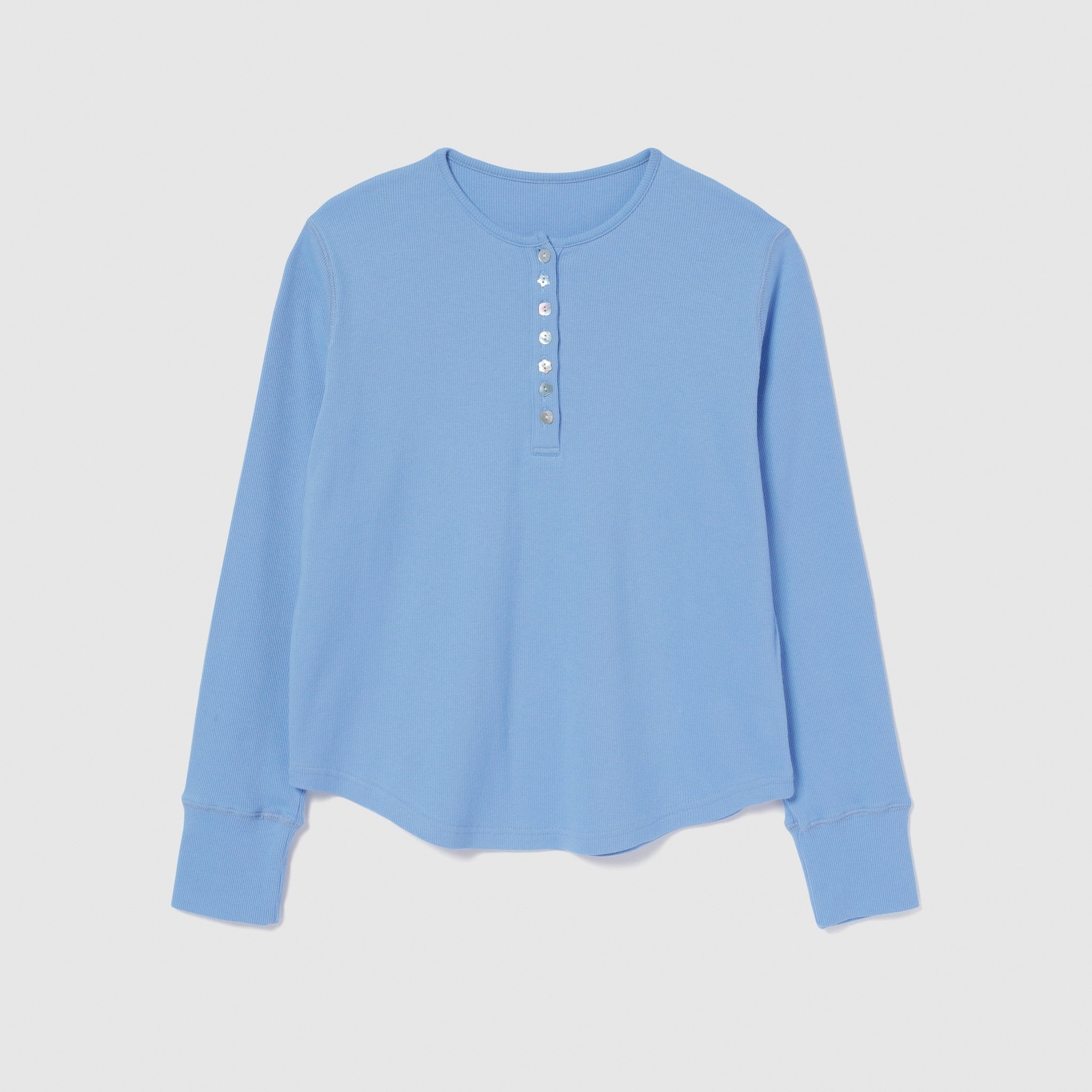 Rib Cut Random Button Henley Top