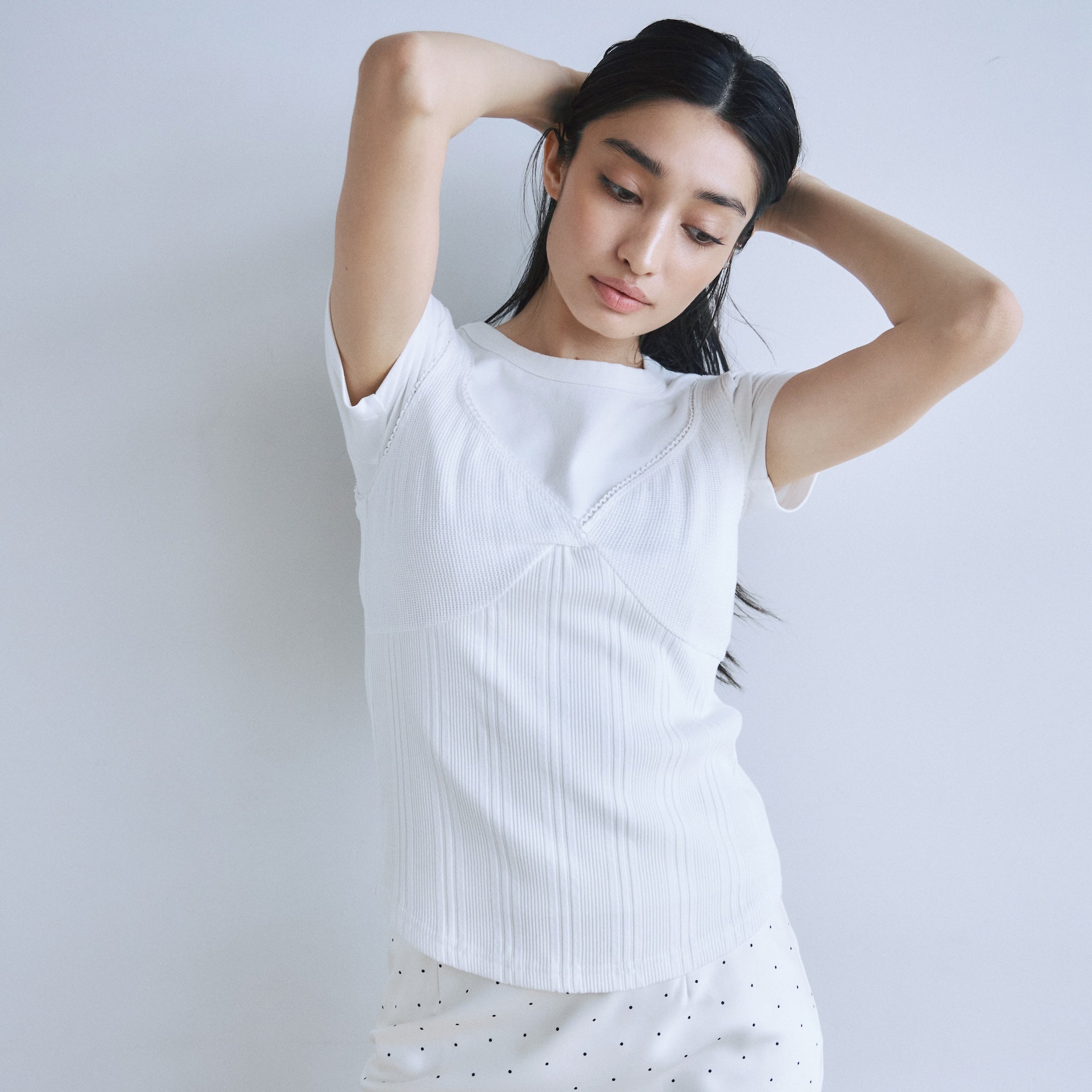 Random RIB Mesh Cup Camisole