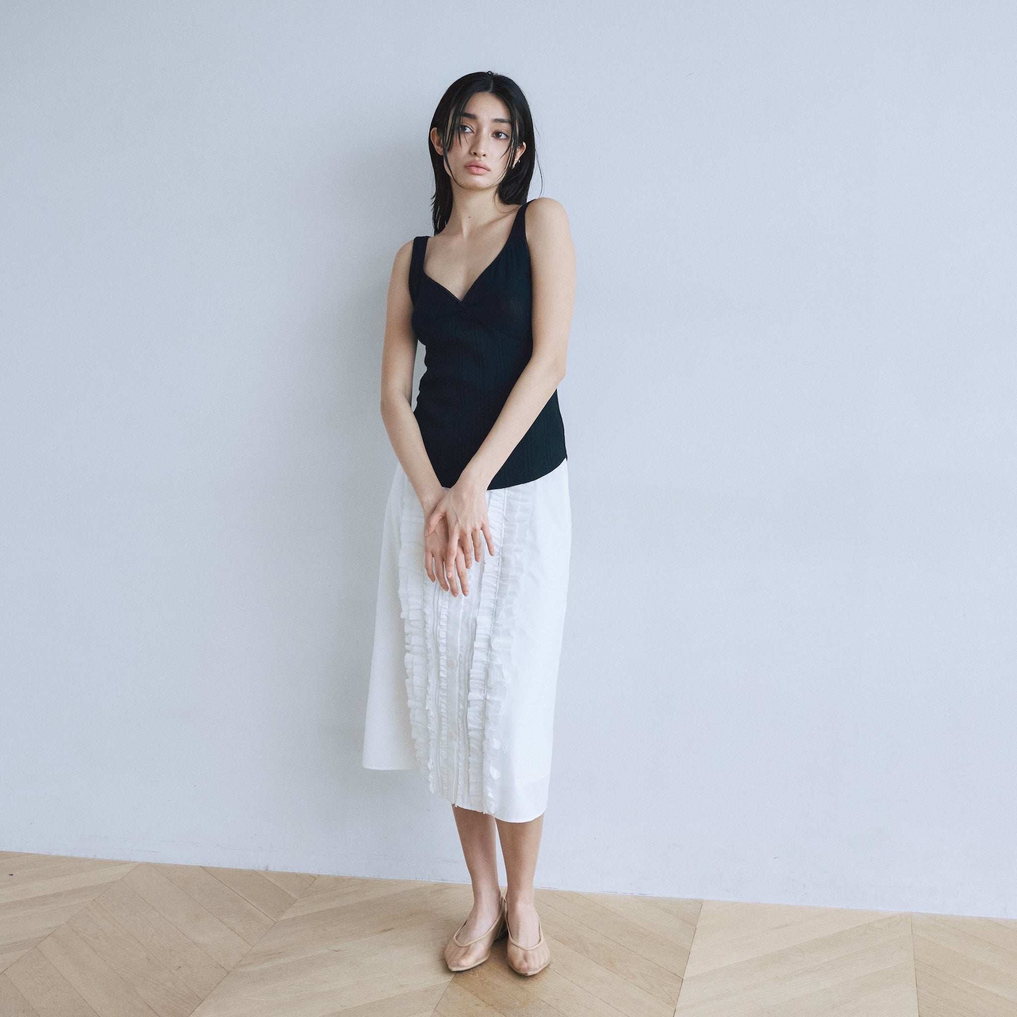 Random RIB Mesh Cup Camisole