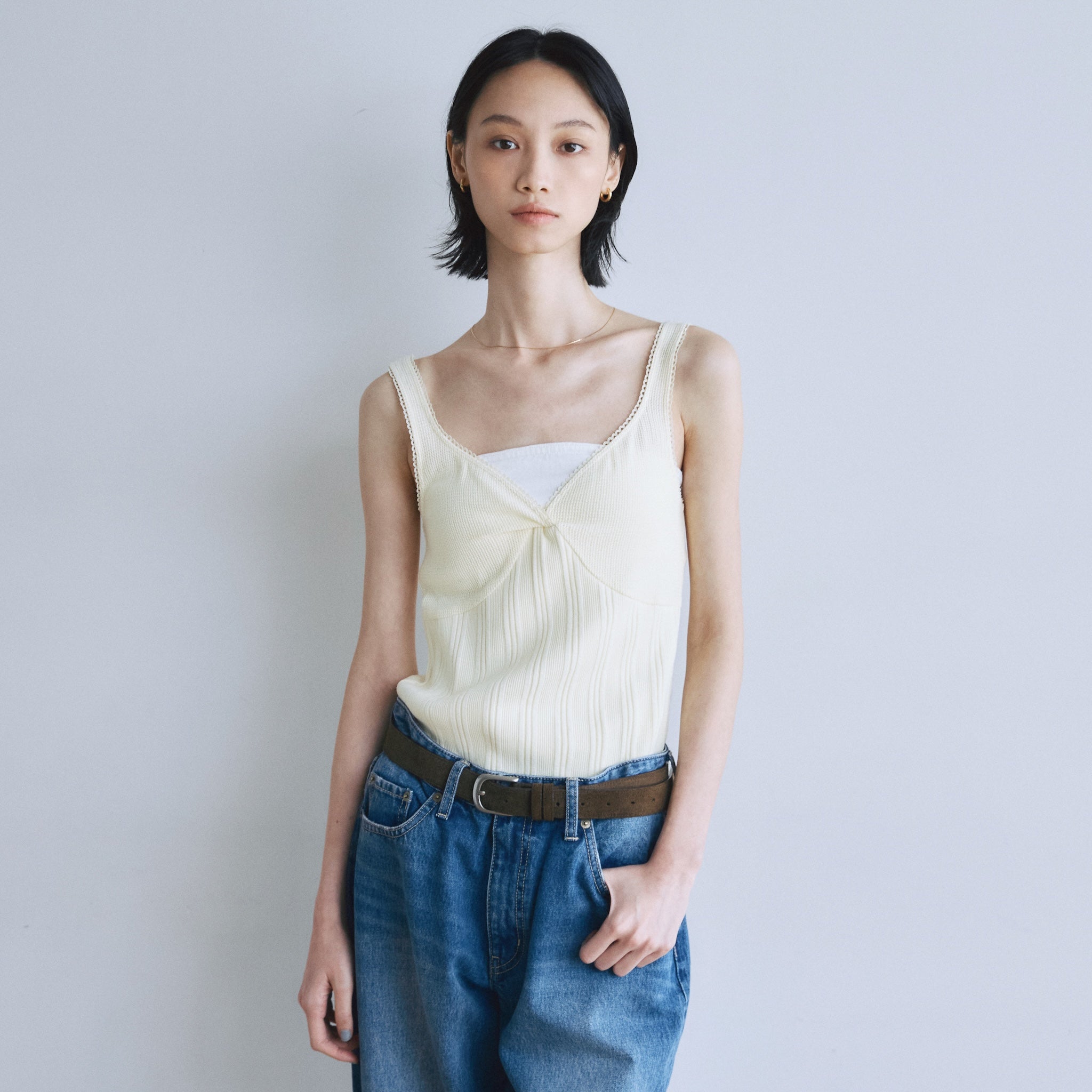 Random RIB Mesh Cup Camisole