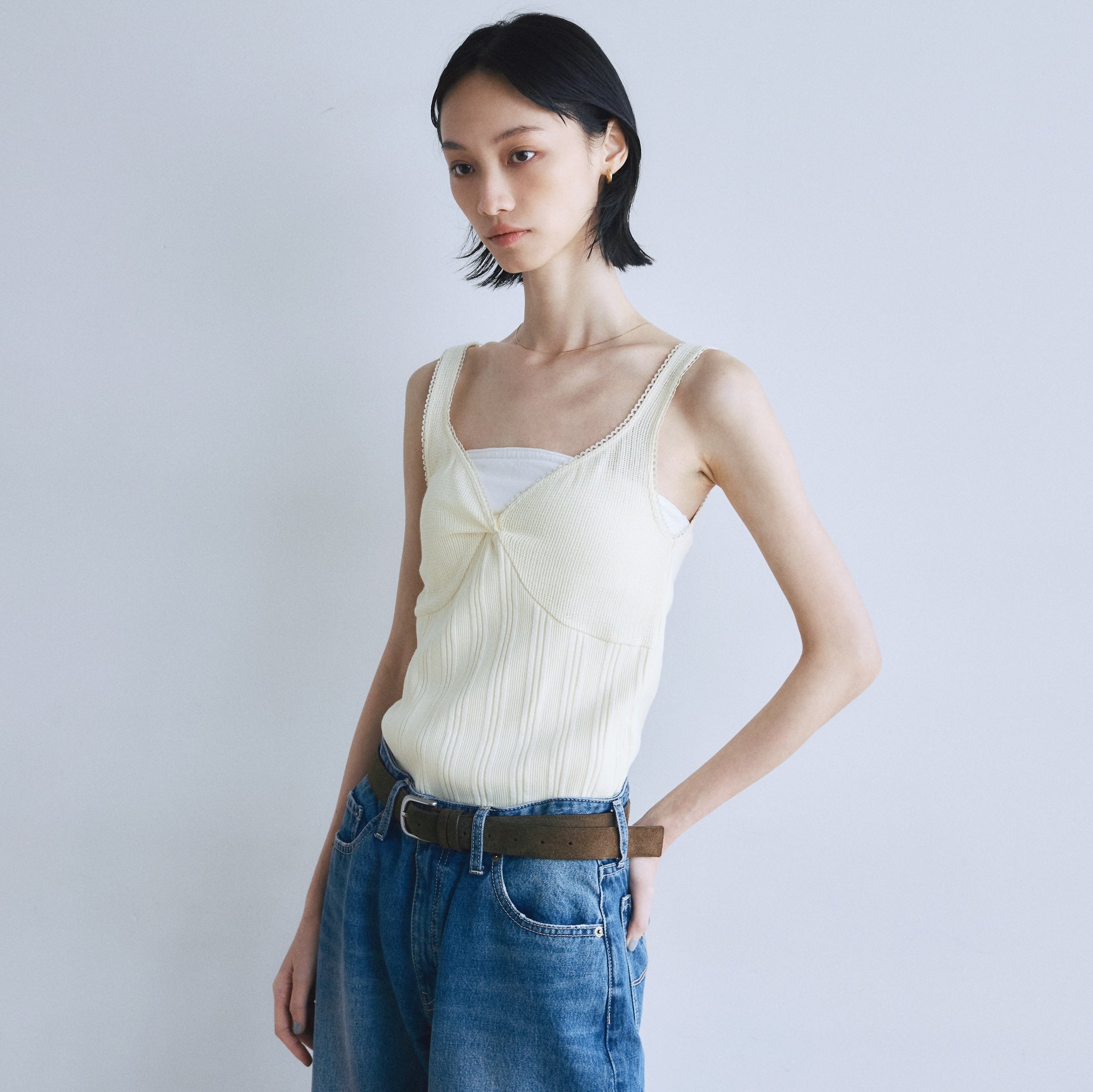 Random RIB Mesh Cup Camisole