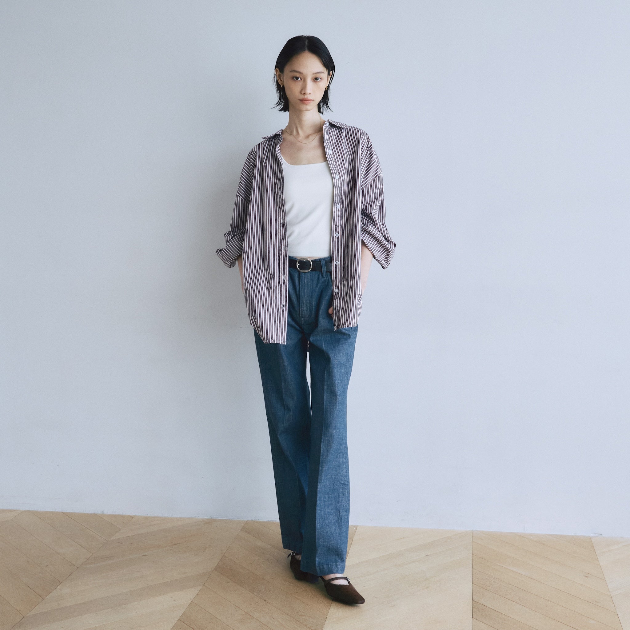 ECO FABRICマルチストライプルーズシャツ