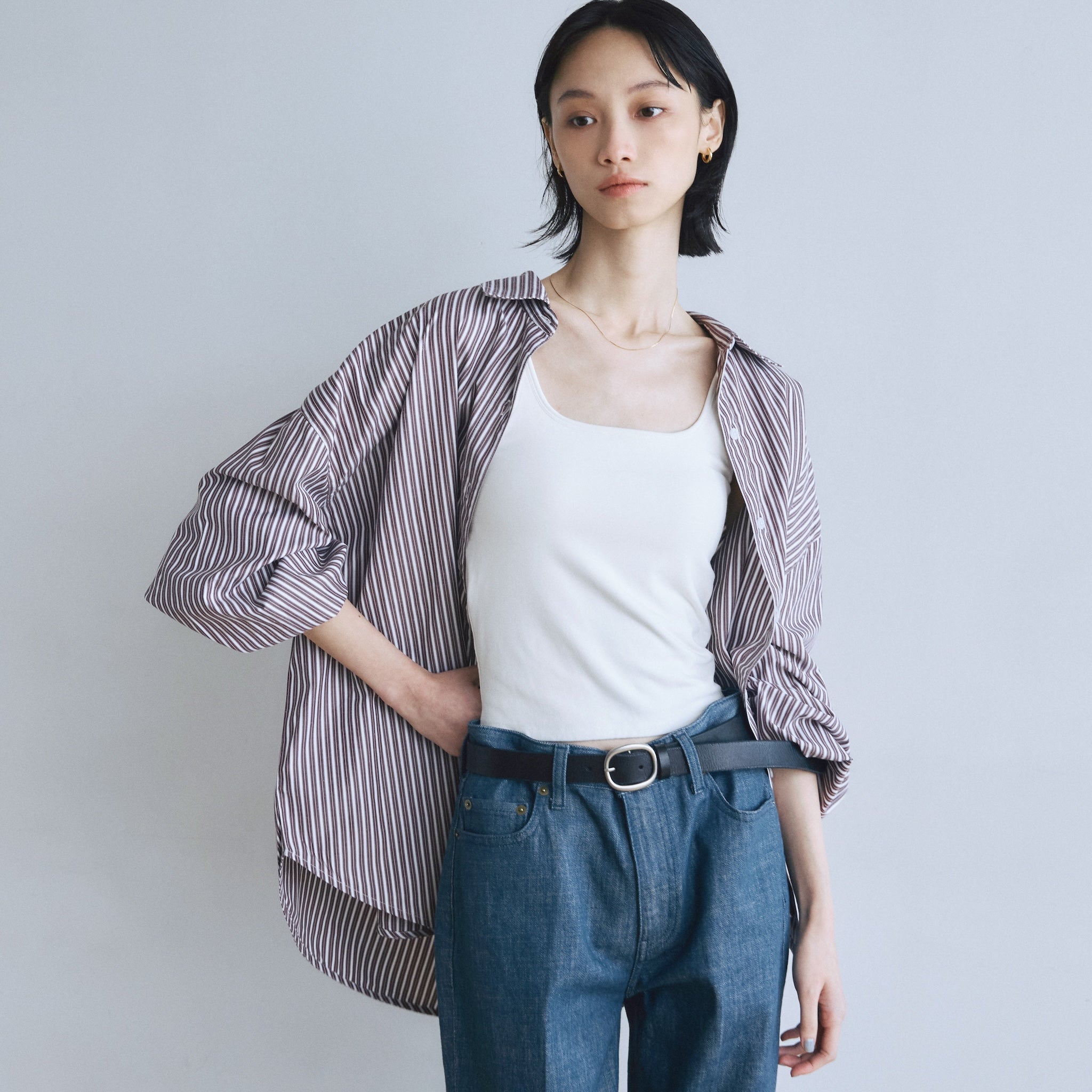 ECO FABRICマルチストライプルーズシャツ