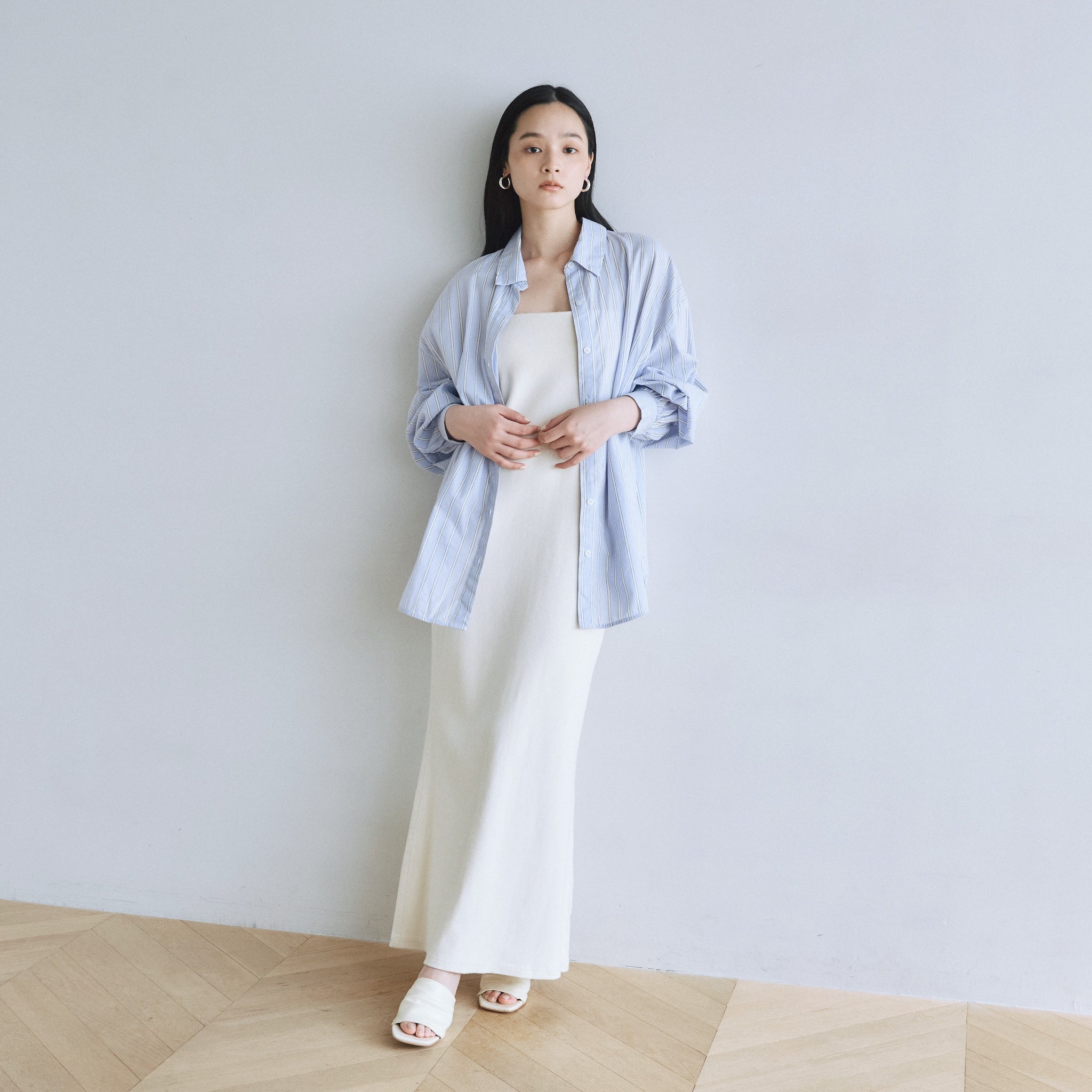 ECO FABRICマルチストライプルーズシャツ