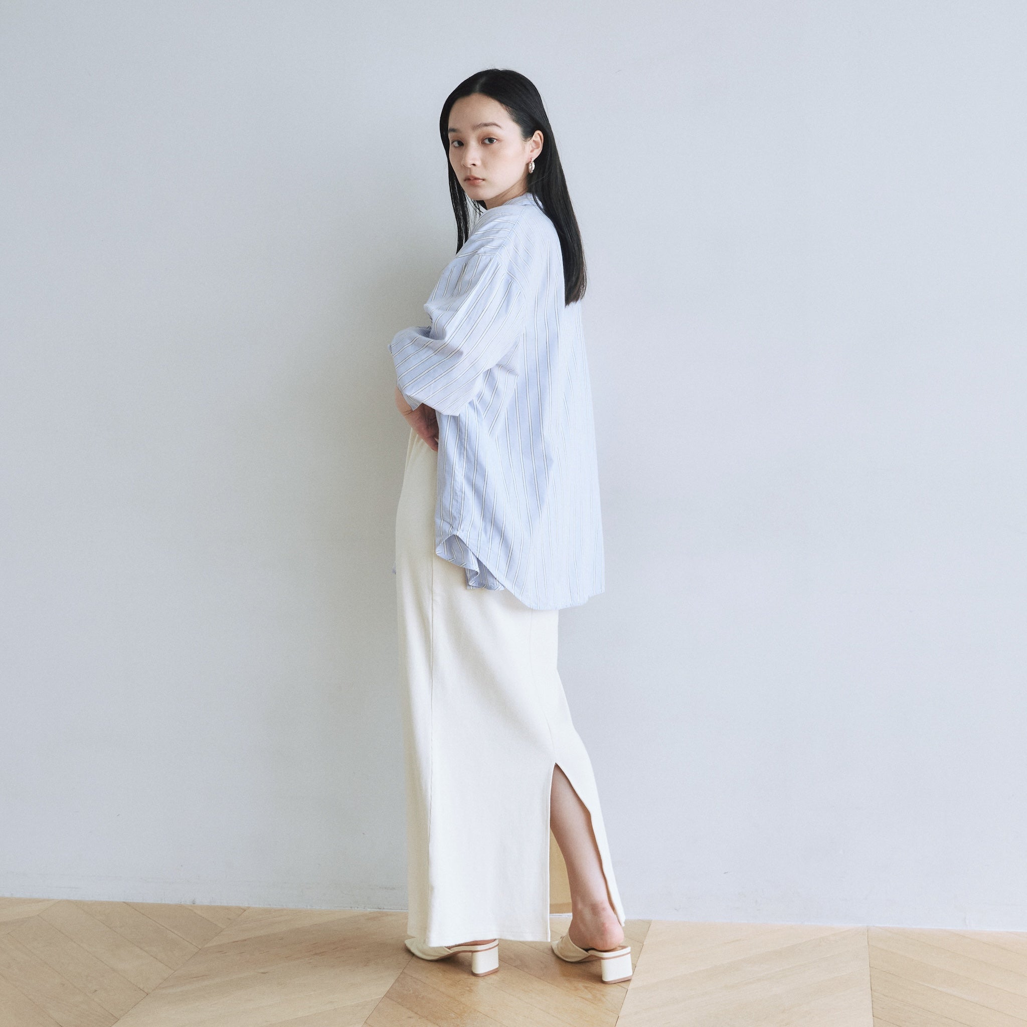 ECO FABRICマルチストライプルーズシャツ