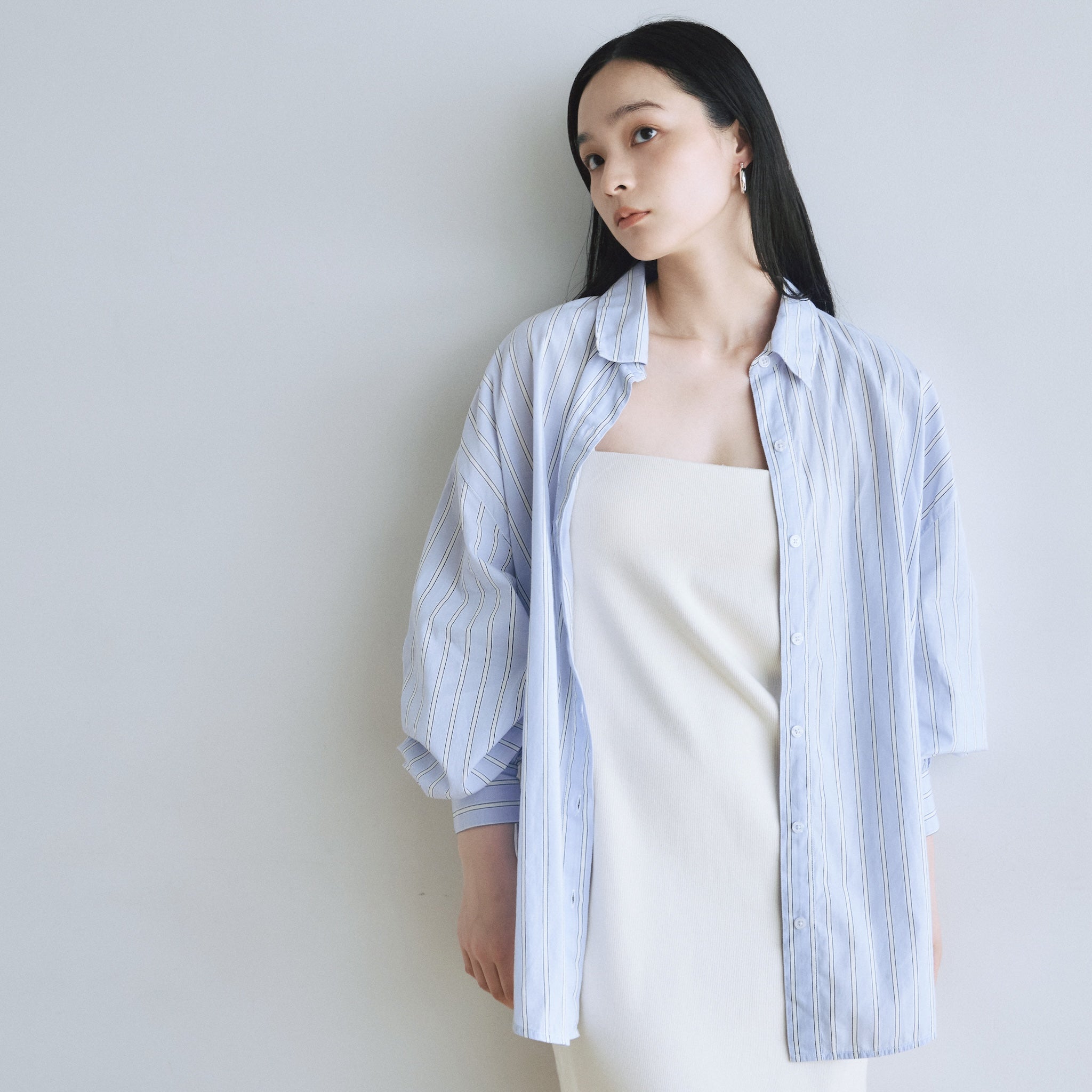 ECO FABRICマルチストライプルーズシャツ
