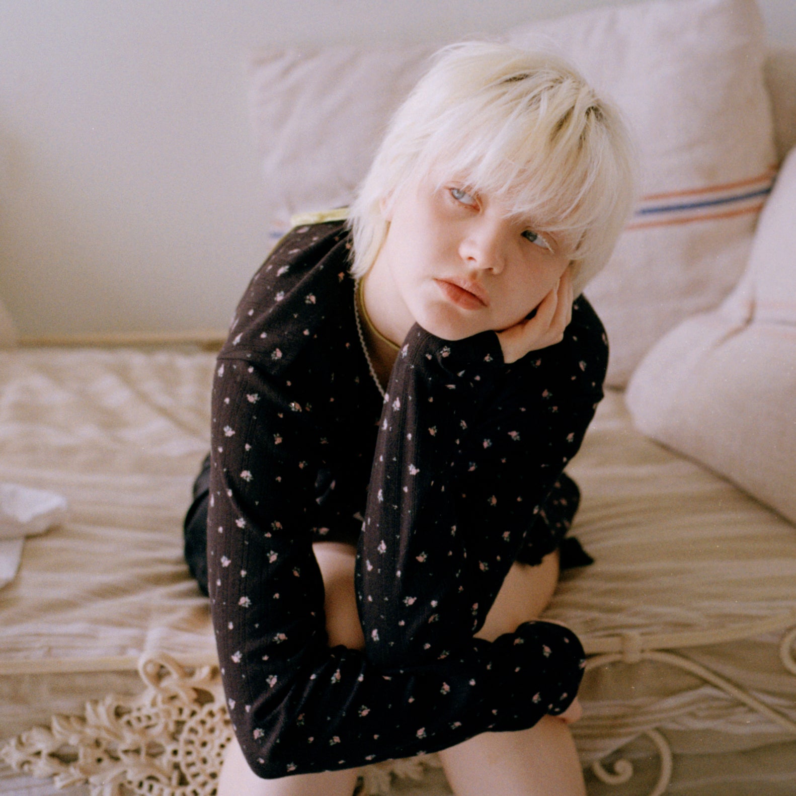 FloralアイレットRIBカーディガン