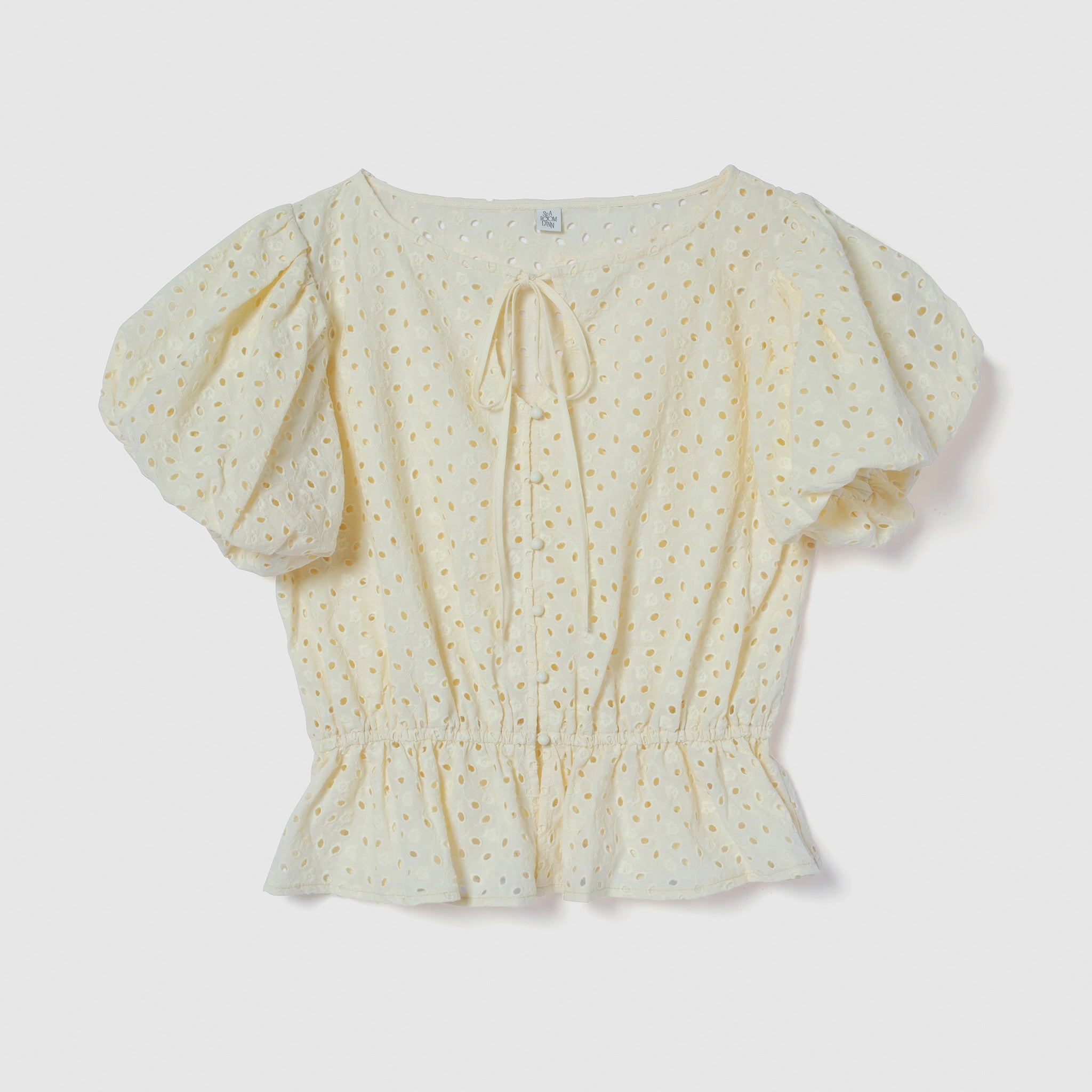 Cotton Laceパフスリーブシャツ
