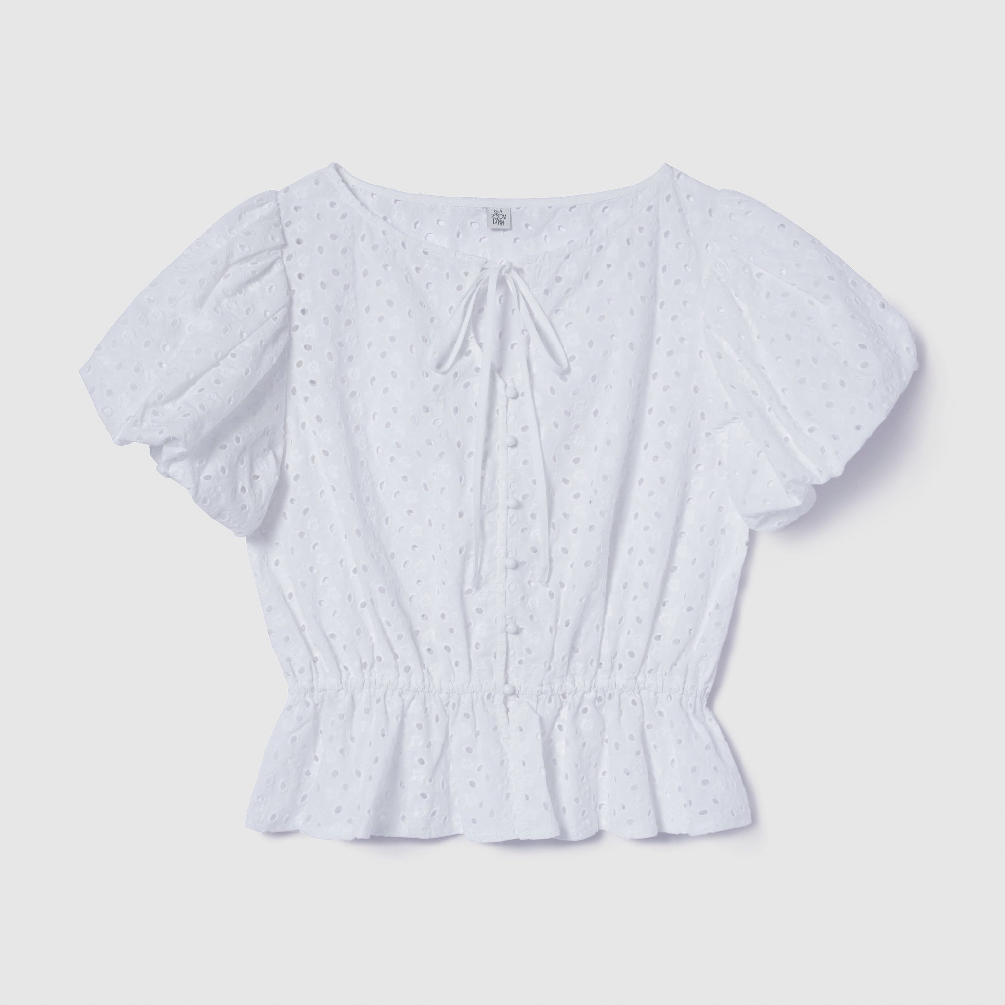 Cotton Laceパフスリーブシャツ