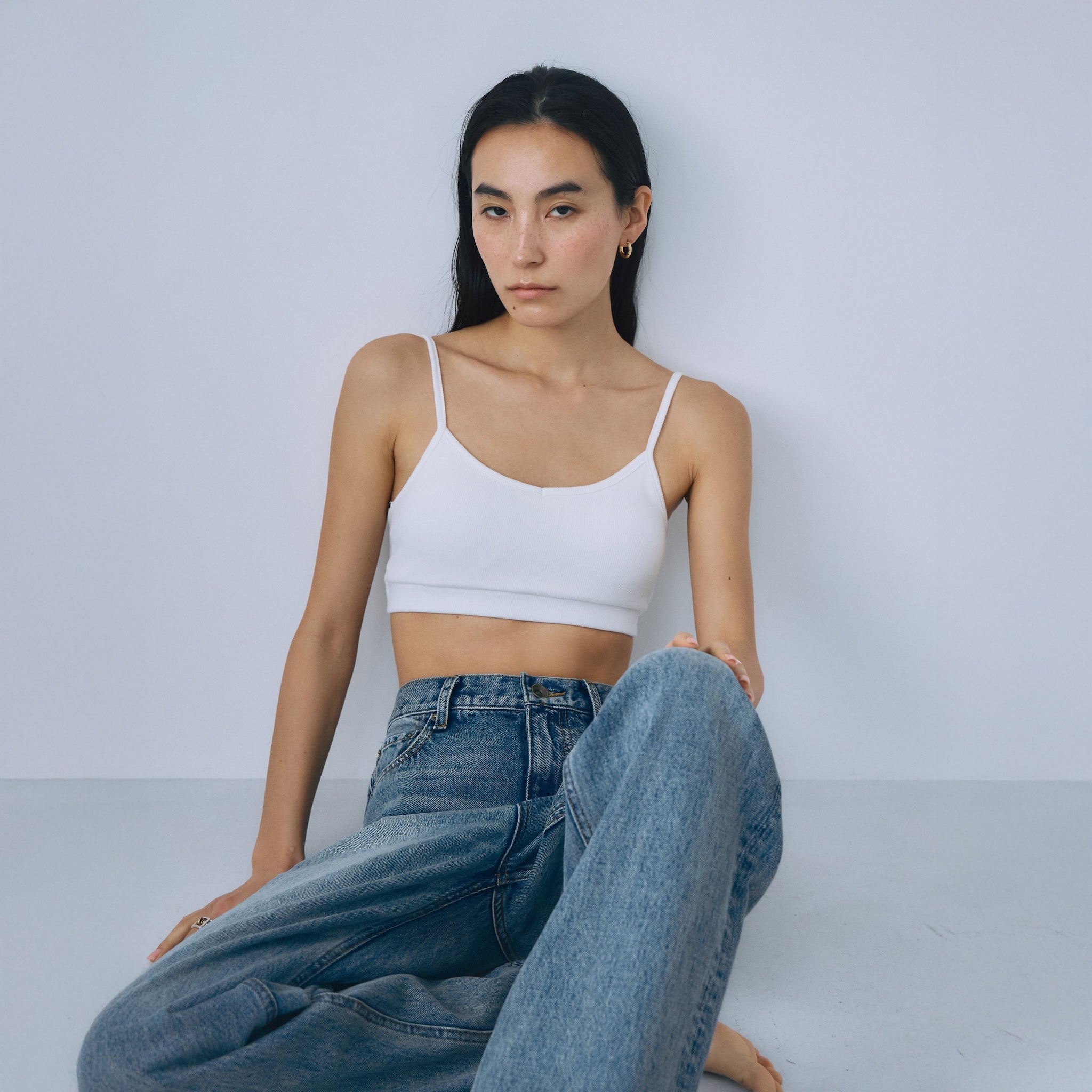 Rib cut bra camisole