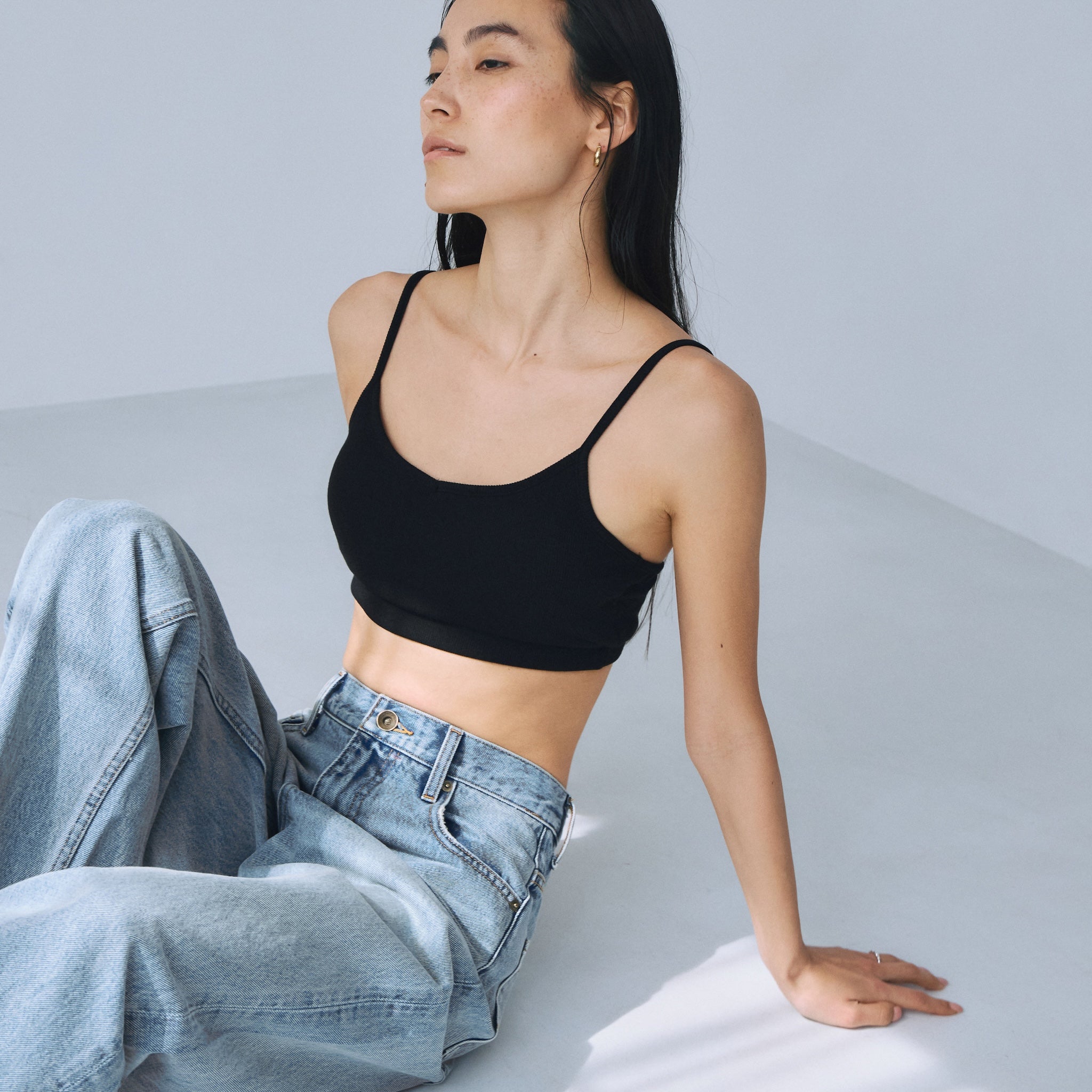 Rib cut bra camisole