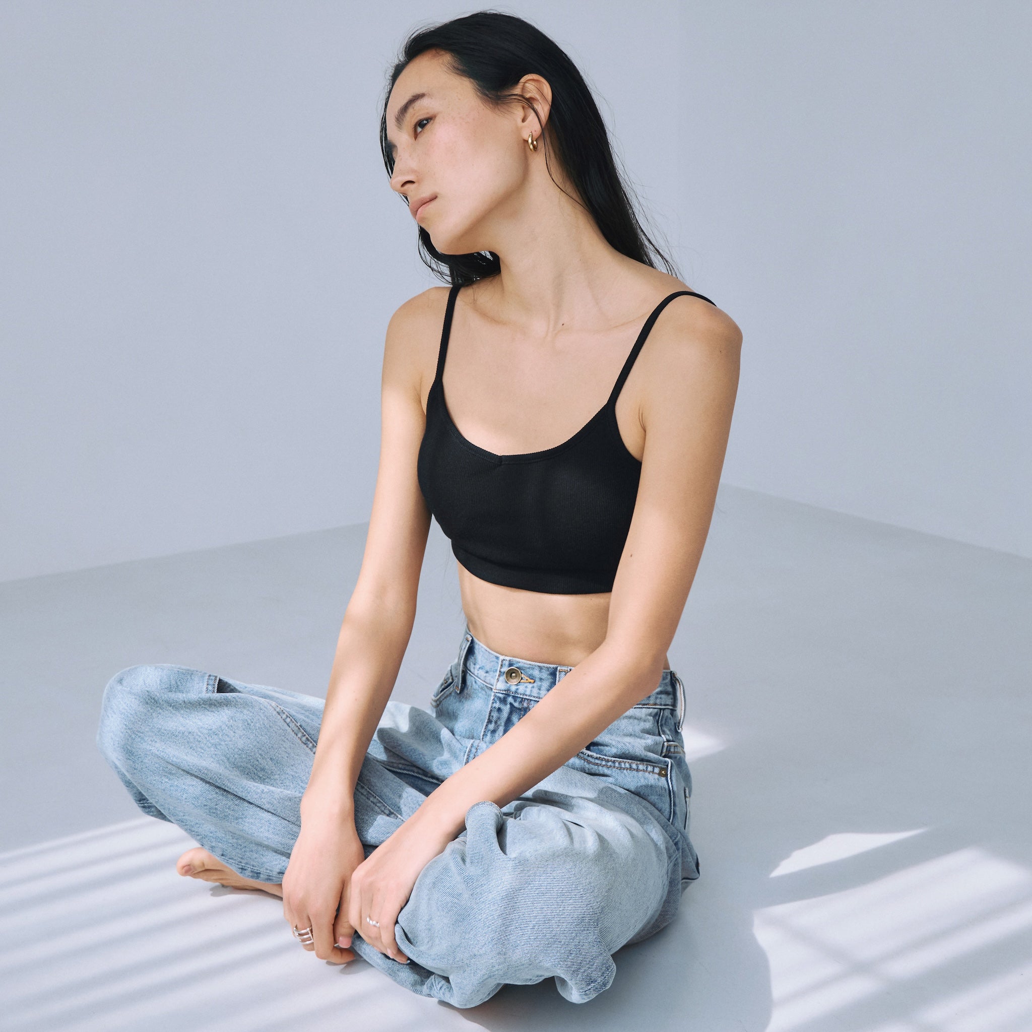 Rib cut bra camisole