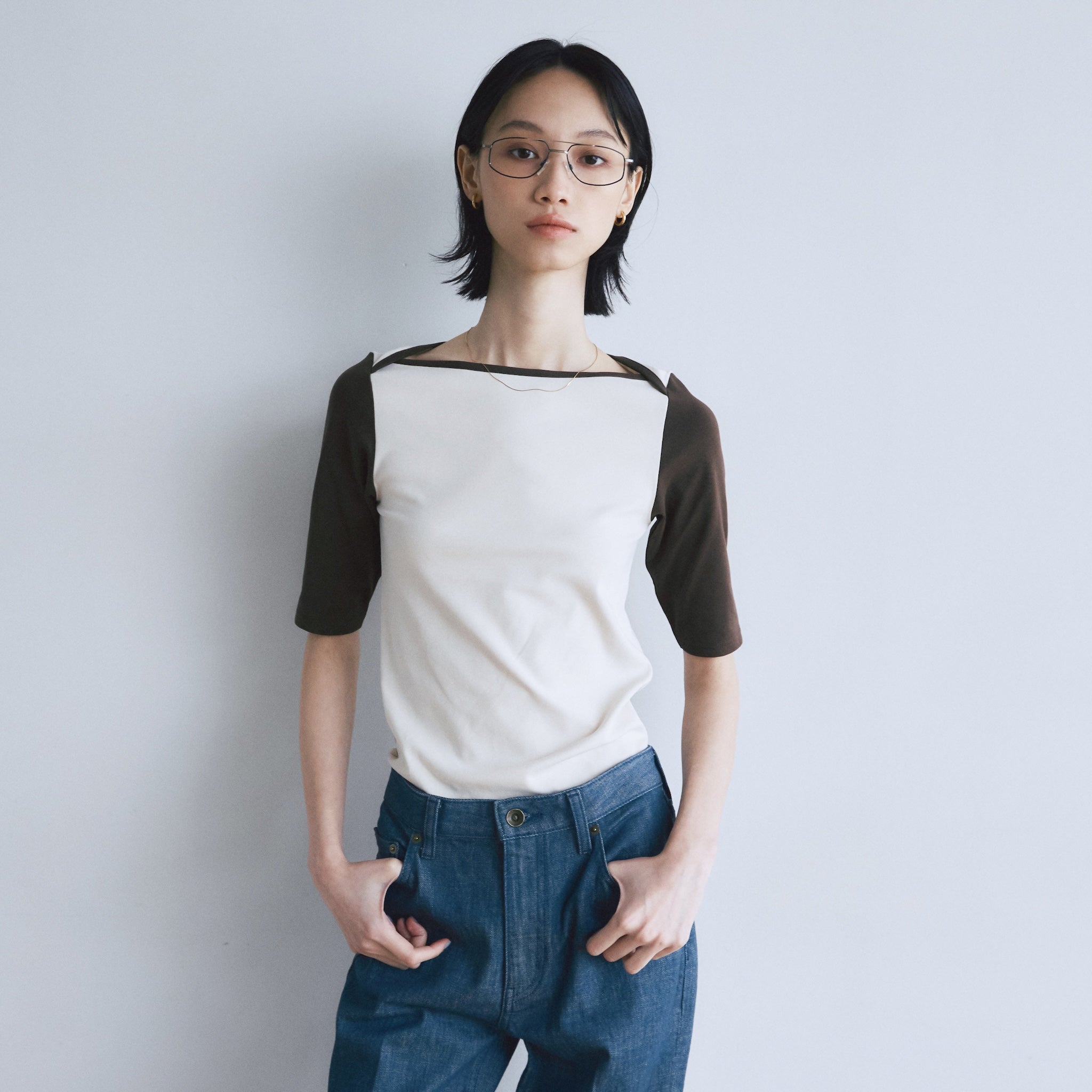 ボートネックラグランTシャツ