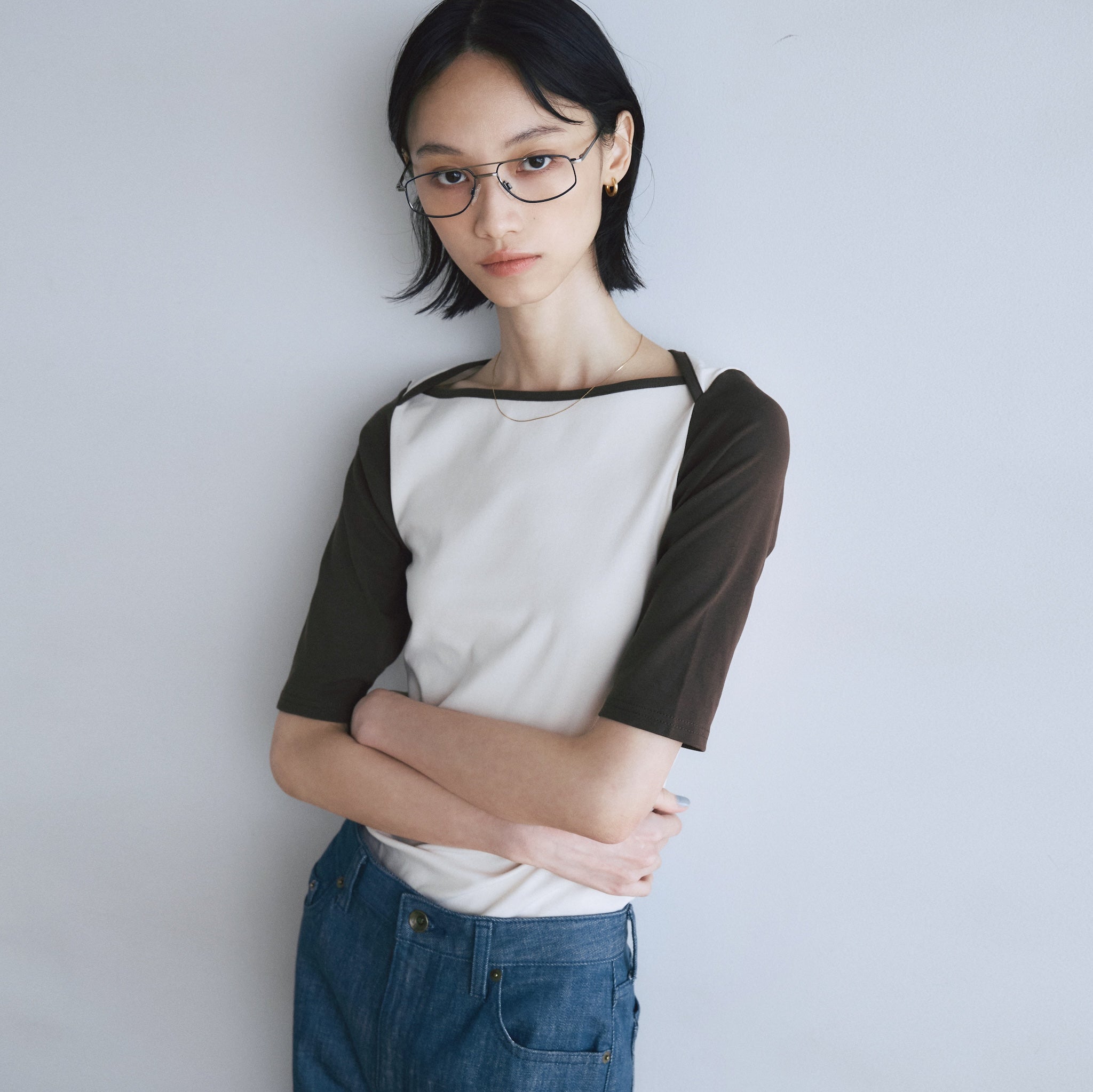 ボートネックラグランTシャツ