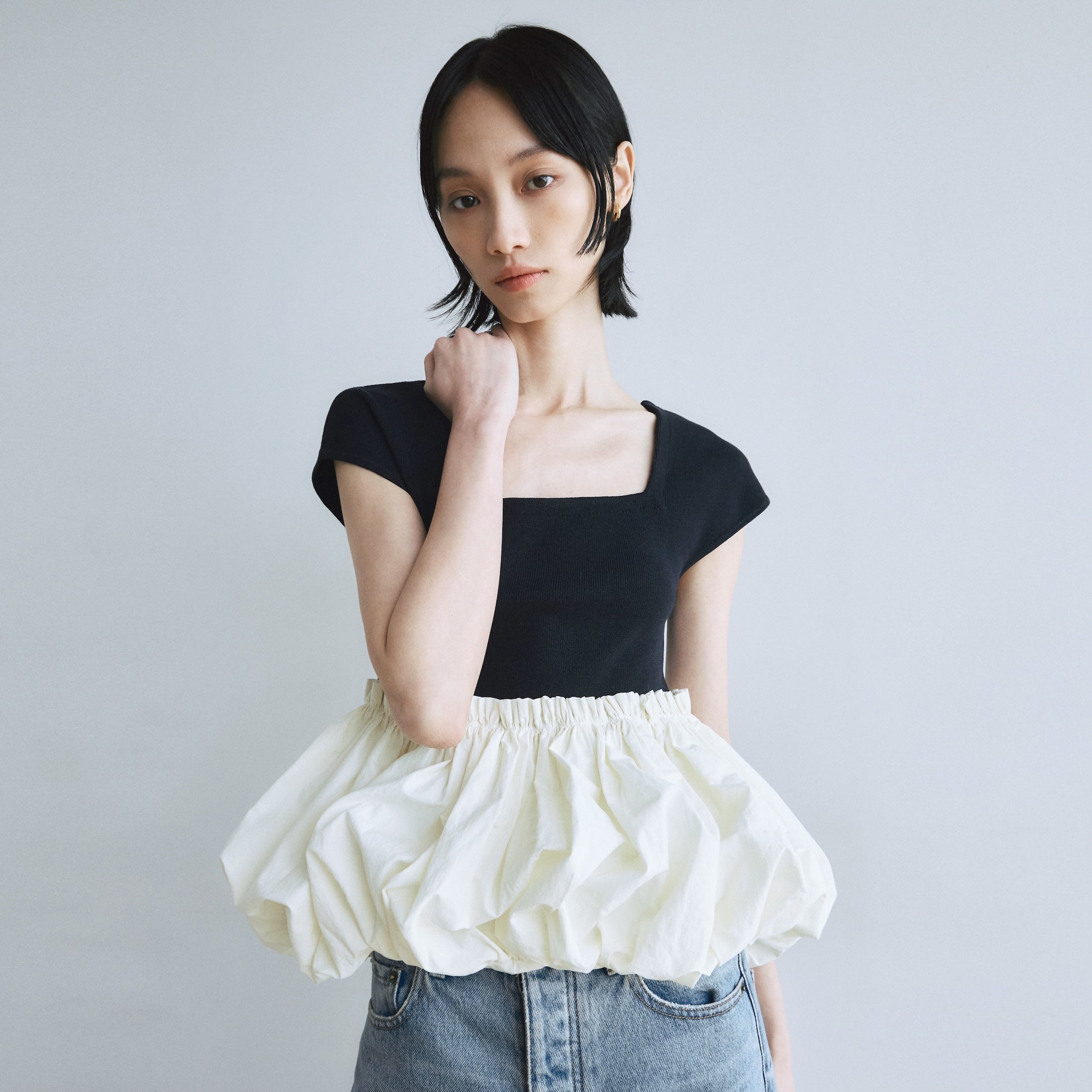 French Sleeve Knit Docking Top